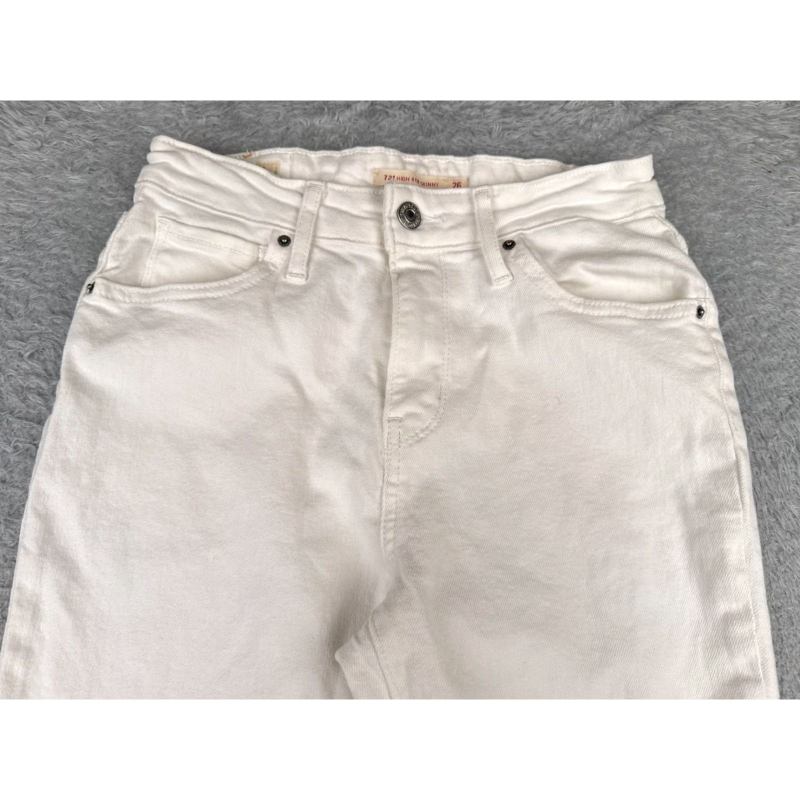 Levi's Levi's Jeans Women 26 White Denim Levi's 700 Series High Rise Skinny 26x30 Cotton Regular Denim Stretch Distressed 5-Pocket Solid Vintage No Size 26" / US 2 / IT 38 - 4 Thumbnail