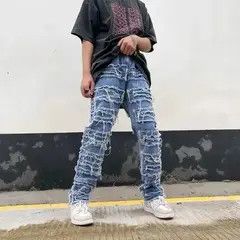 VIBE Y2K Streetwear Baggy Ripped Jeans Size US 32 / EU 48 - 4 Thumbnail