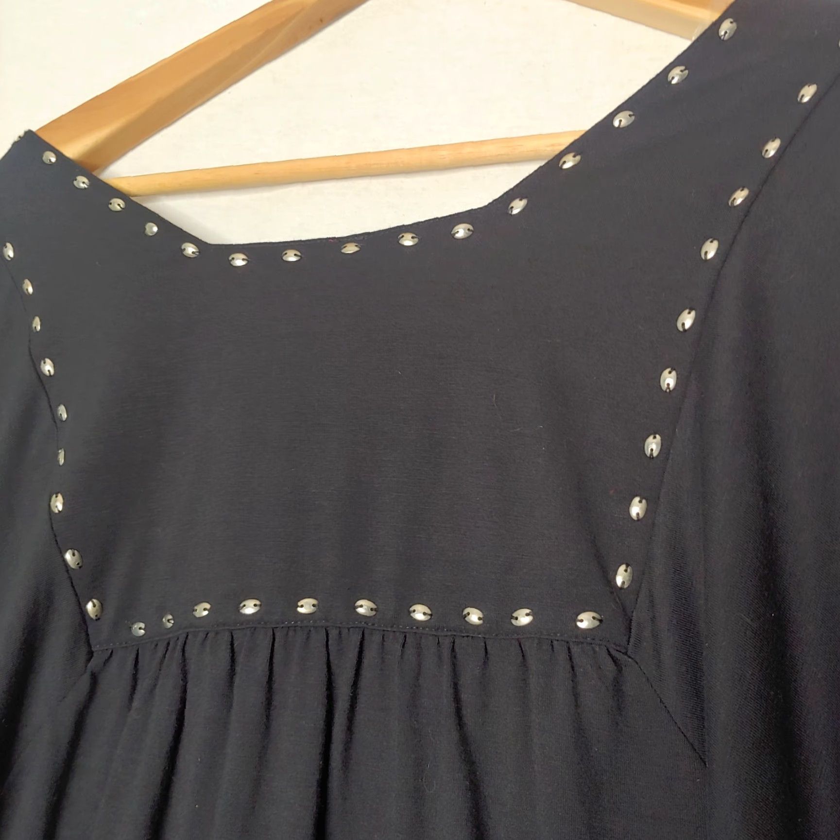 Vintage Gitano Shirt Women Plus 18/20 Black Flutter Sleeve Beaded NWT Knit Top Short Sleeve Size XXL / US 16-18 / IT 52-54 - 4 Thumbnail