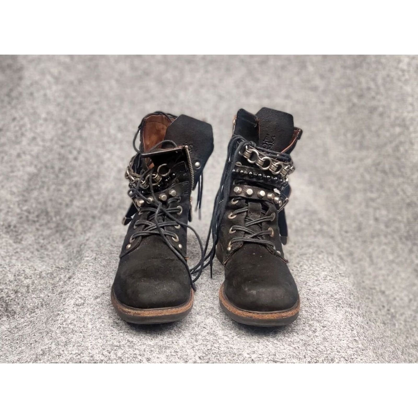 A.S.98 A.S.98 Vintage Black Suede Combat Boots Mid Calf Leather Outsole Zip 36 Womens Grunge Vintage Boots Size US 6 / IT 36 - 7 Thumbnail