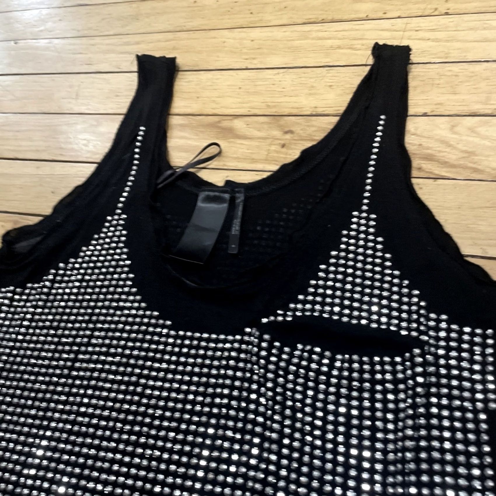 Guess VINTAGE Guess Tank Top Womens Medium Black Silver Rhinestone Studded Y2K Glam LA Size M / US 6-8 / IT 42-44 - 5 Thumbnail