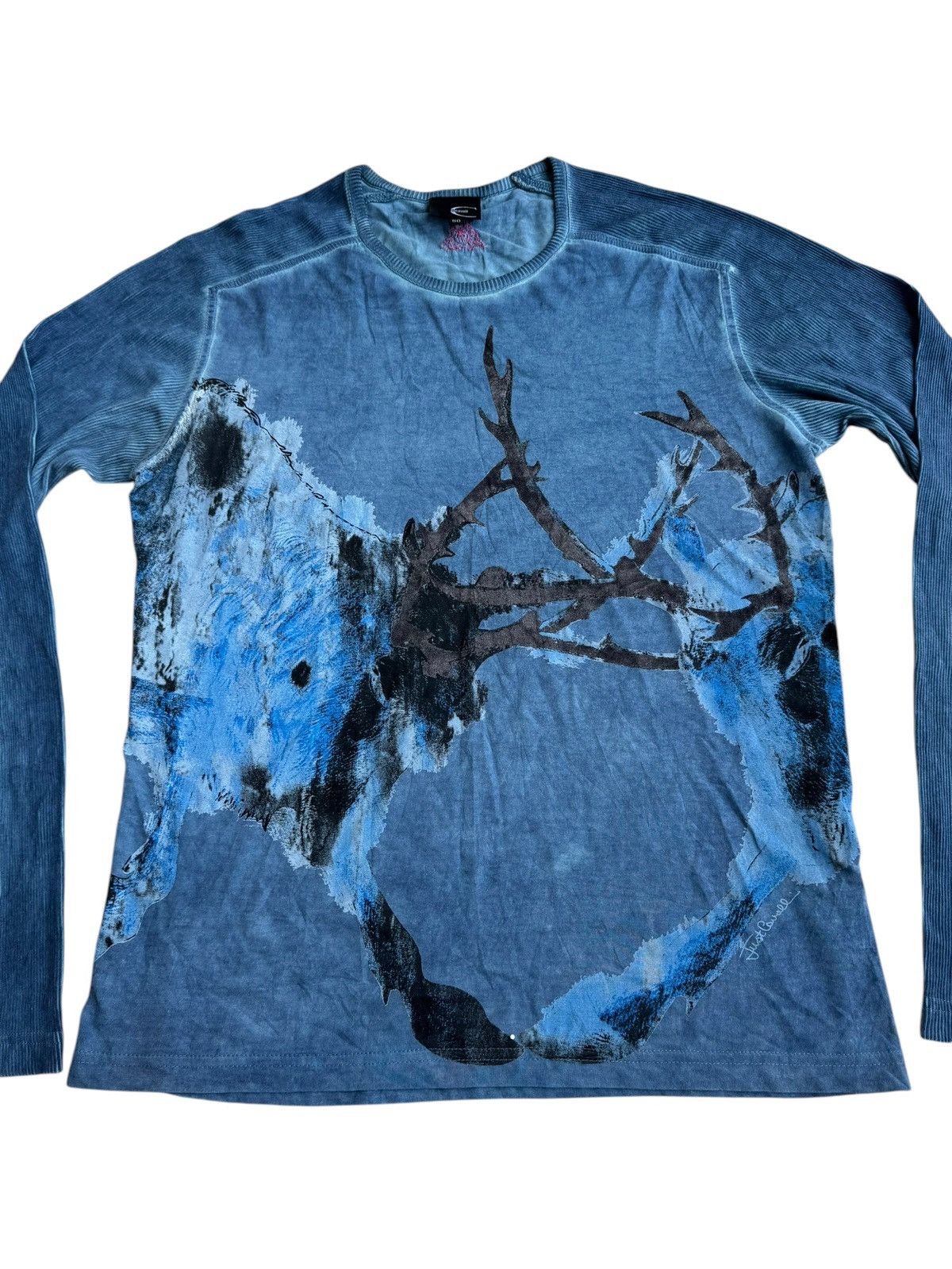 Just Cavalli Vintage 2000s Cavalli Fighting Deers Painting Longsleeve Size US M / EU 48-50 / 2 - 3 Thumbnail