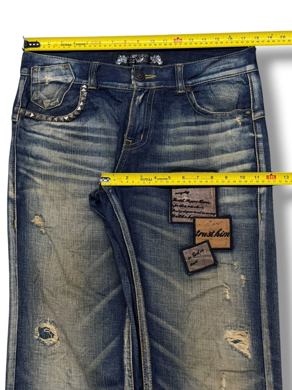 Japanese Brand Vintage Red Pepper Japan & Co | Y2K Heavy Fade Studded | W35 Size US 35 - 18 Thumbnail