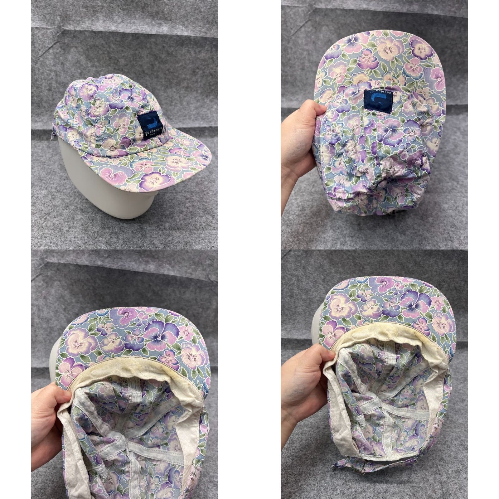 Vintage Purple Floral Adjustable Baseball Cap Women Outdoor Beach Casual Size ONE SIZE - 8 Thumbnail