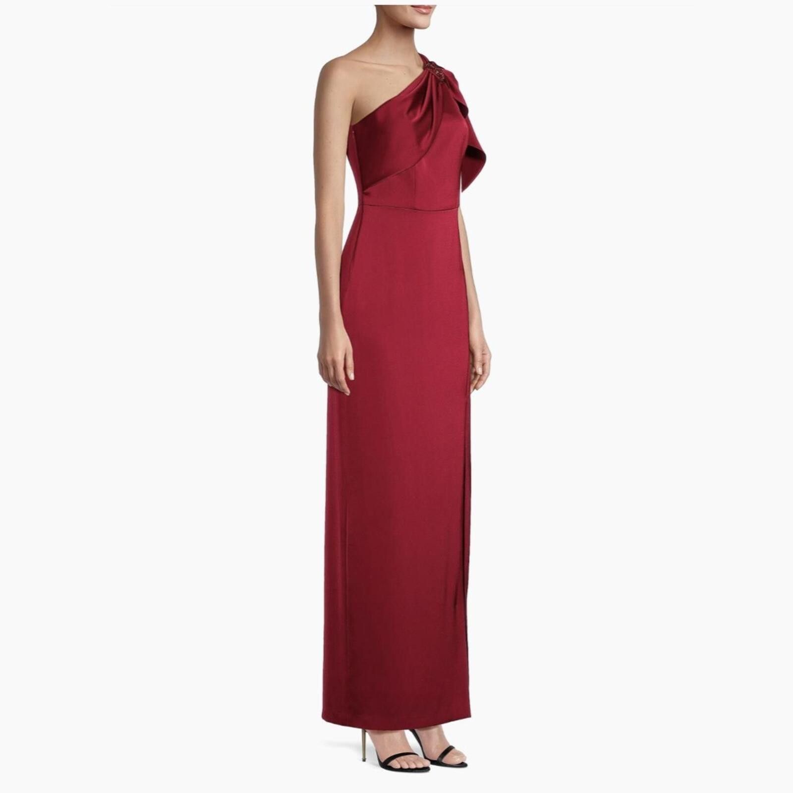 Other Aidan Mattox - Satin One-Shoulder Column Gown Size S / US 4 / IT 40 - 2 Thumbnail