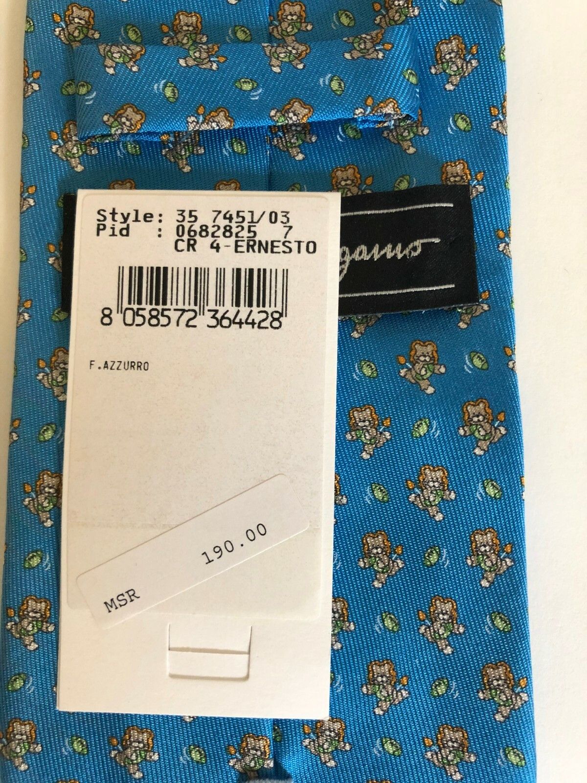 Salvatore Ferragamo Salvatore Ferragamo Sky Blue Teddy Bear Silk Tie Italy Size ONE SIZE - 8 Thumbnail