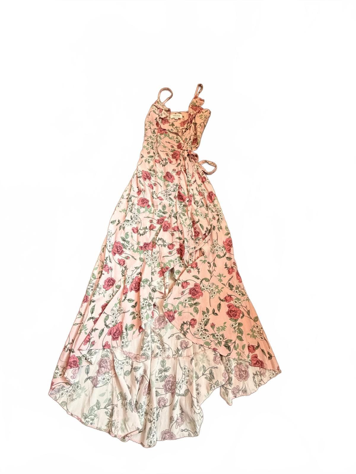 Other Yumi Kim Meadow Maxi Pink Roses Dress Ruffle Hi Low Sleeves Size XS / US 0-2 / IT 36-38 - 3 Thumbnail