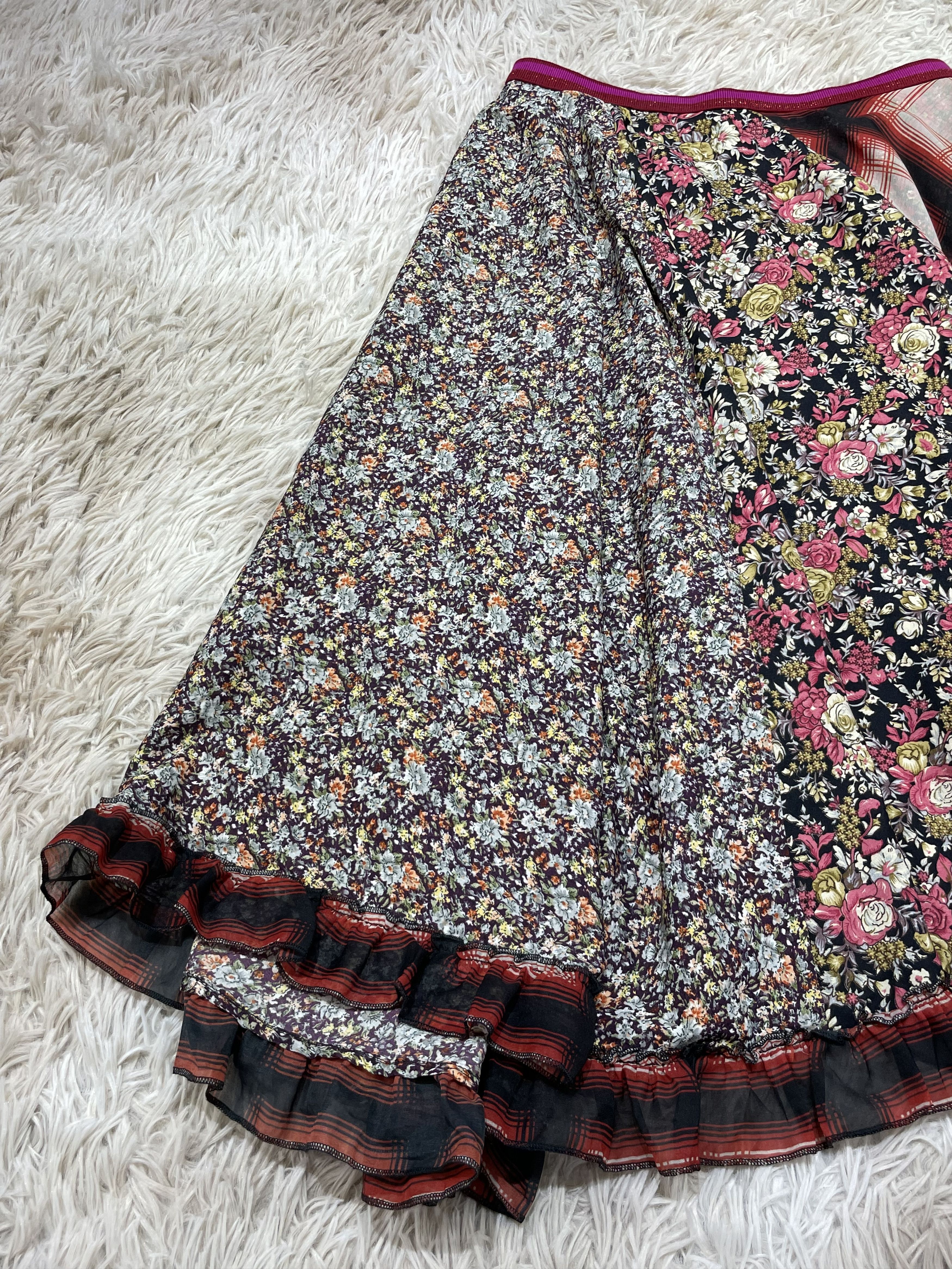 Diesel Plaid and Floral Skirt XS Size 25" / US 0 / IT 36 - 3 Thumbnail