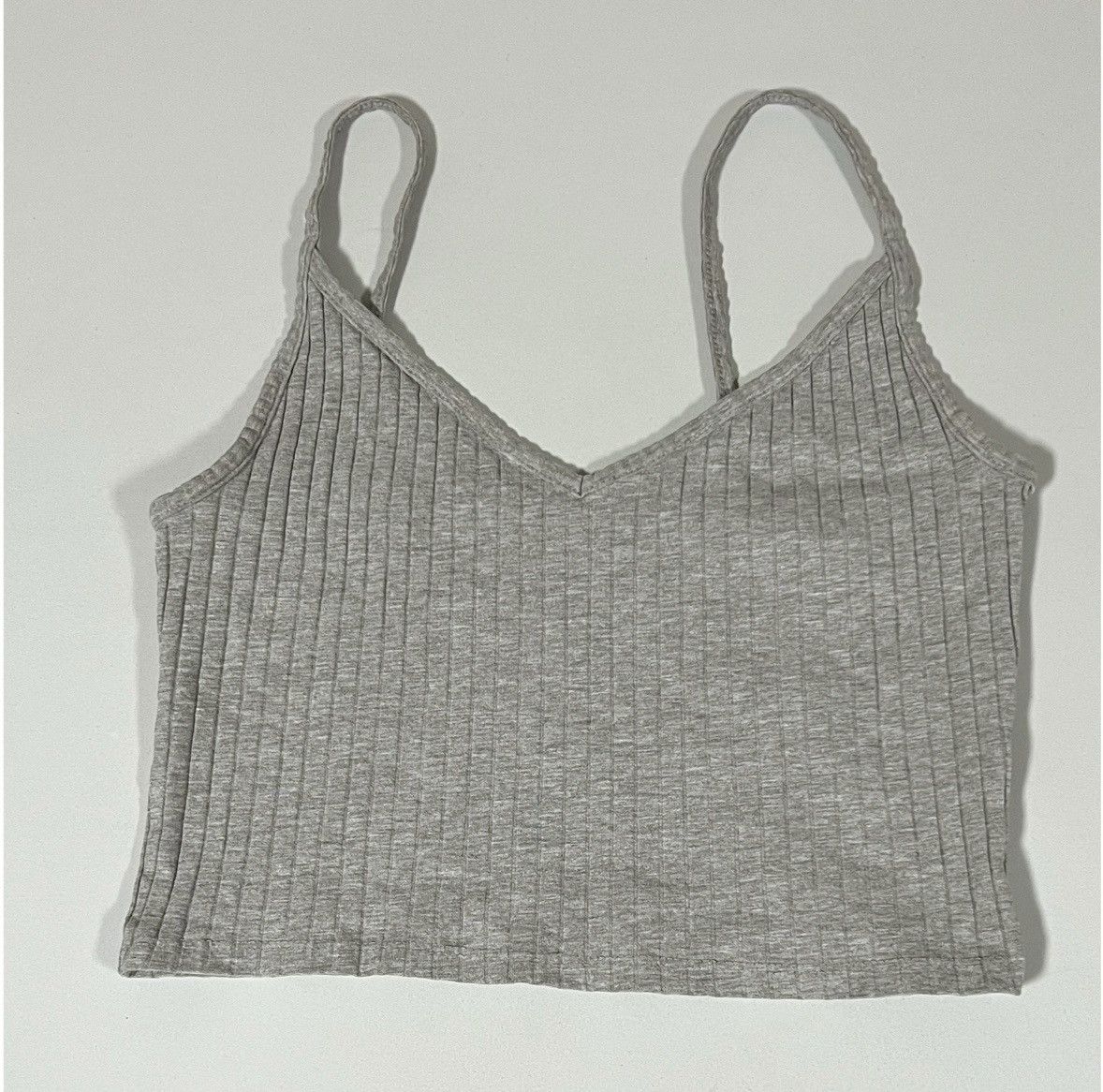 Vintage Gray V-Neck Tank Crop Top Cami Camisole Shirt Tee Size S 🩶 Size S / US 4 / IT 40 - 2 Thumbnail