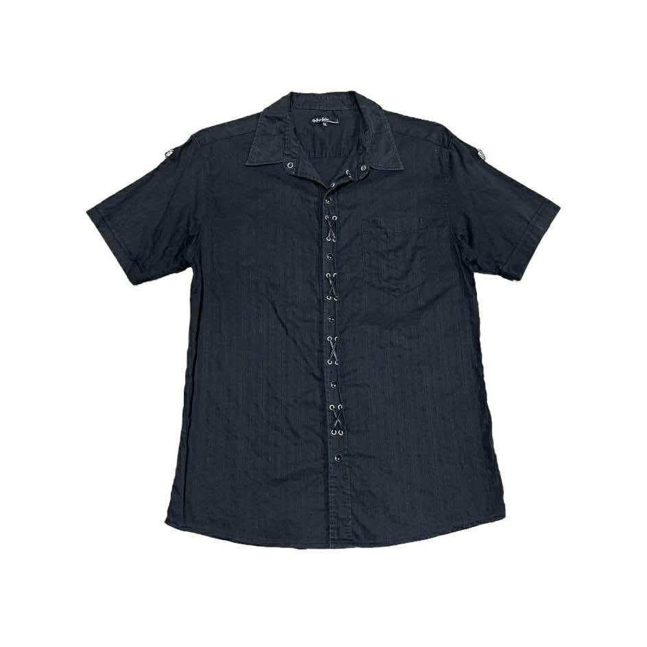 Tornado Mart 🔥Sick Japanese Y2K Laces Up Shirt Vkei Goth Punk Size US L / EU 52-54 / 3 - 2 Thumbnail