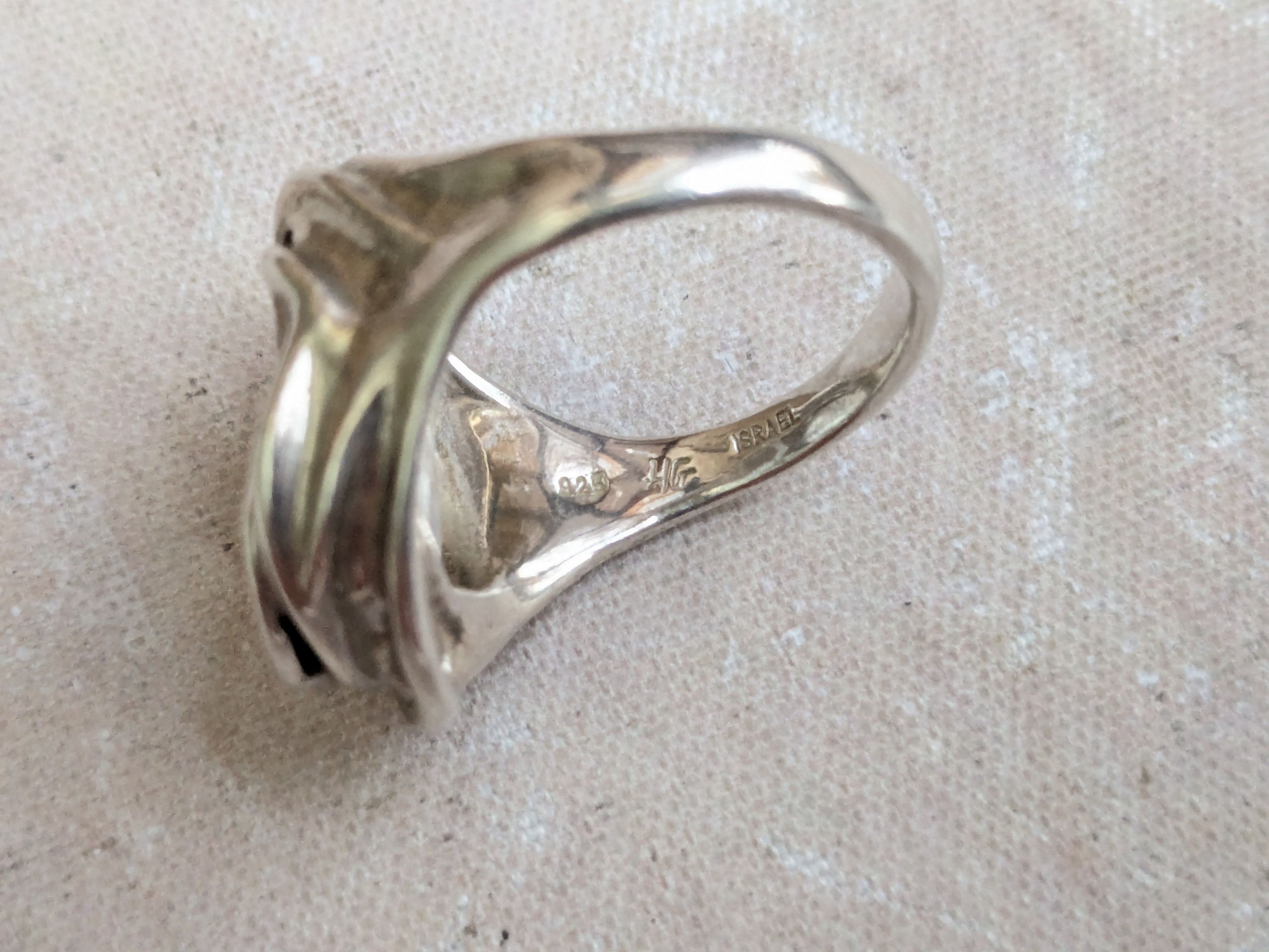 Sterling Silver Vintage Sterling Silver Ring Hagit Gorali Pearl 8 Size ONE SIZE - 10 Thumbnail