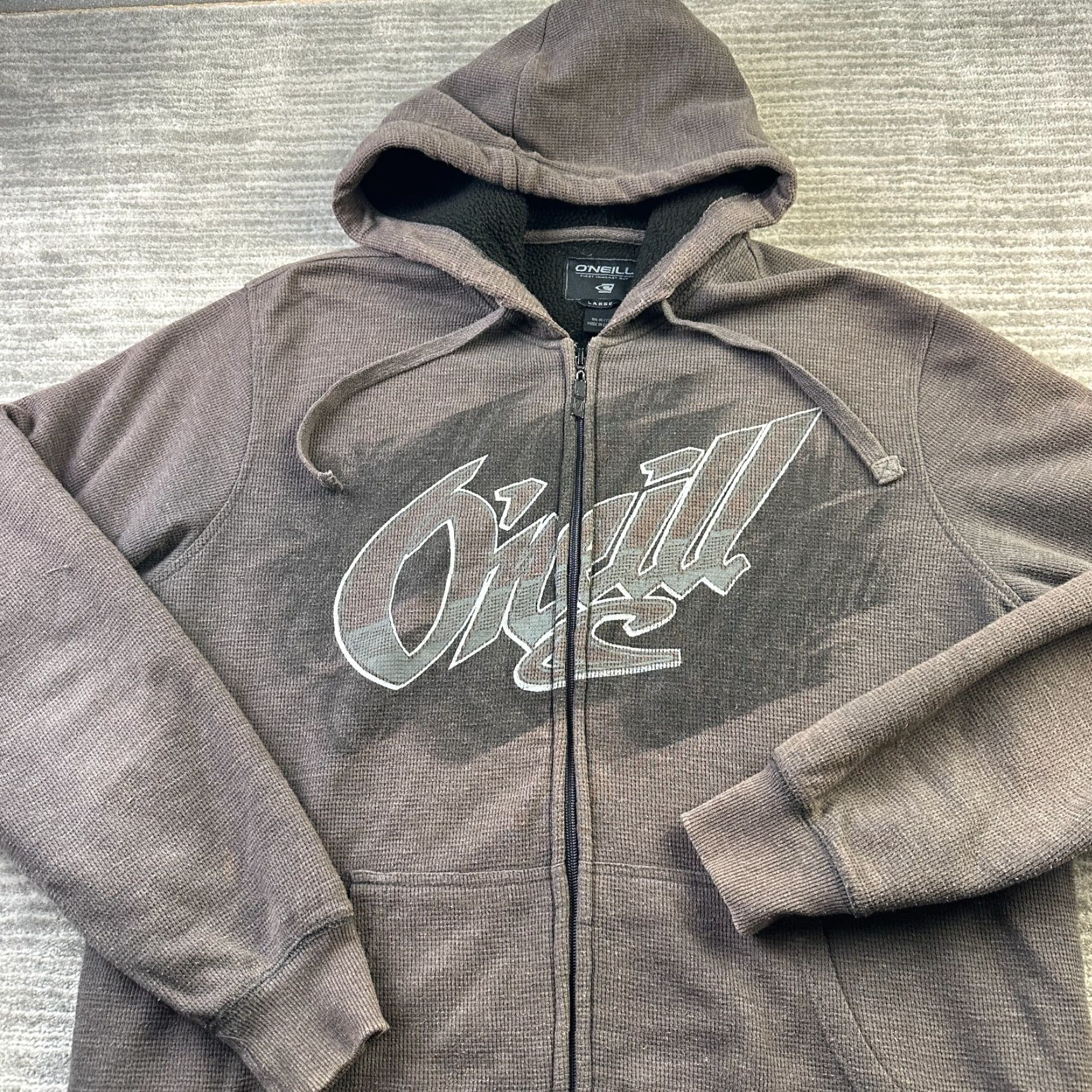 O'Neill VINTAGE O'Neill Hoodie Mens Large Brown Grunge Surf Skate Y2K Size US L / EU 52-54 / 3 - 2 Thumbnail