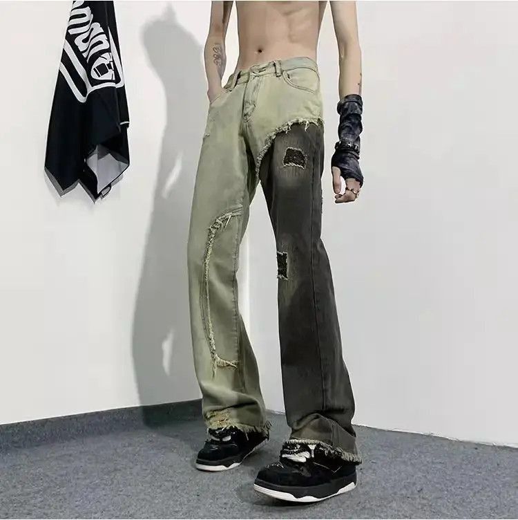 Japanese Brand Retro patchwork straight leg jeans Size US 32 / EU 48 - 4 Thumbnail