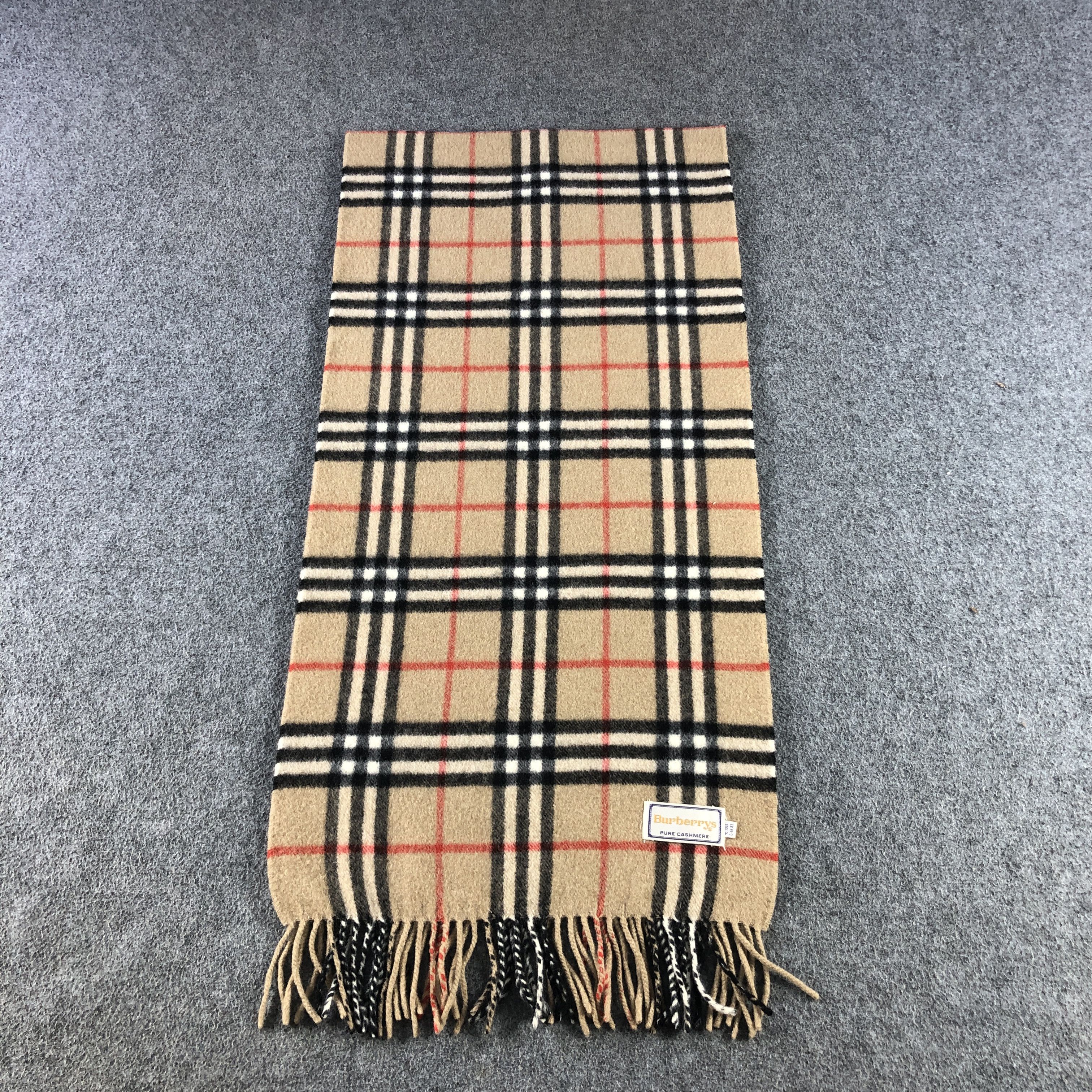 Burberry Burberry Tan Nova Check Cashmere Scarf Muffler V2883 Size ONE SIZE - 2 Thumbnail