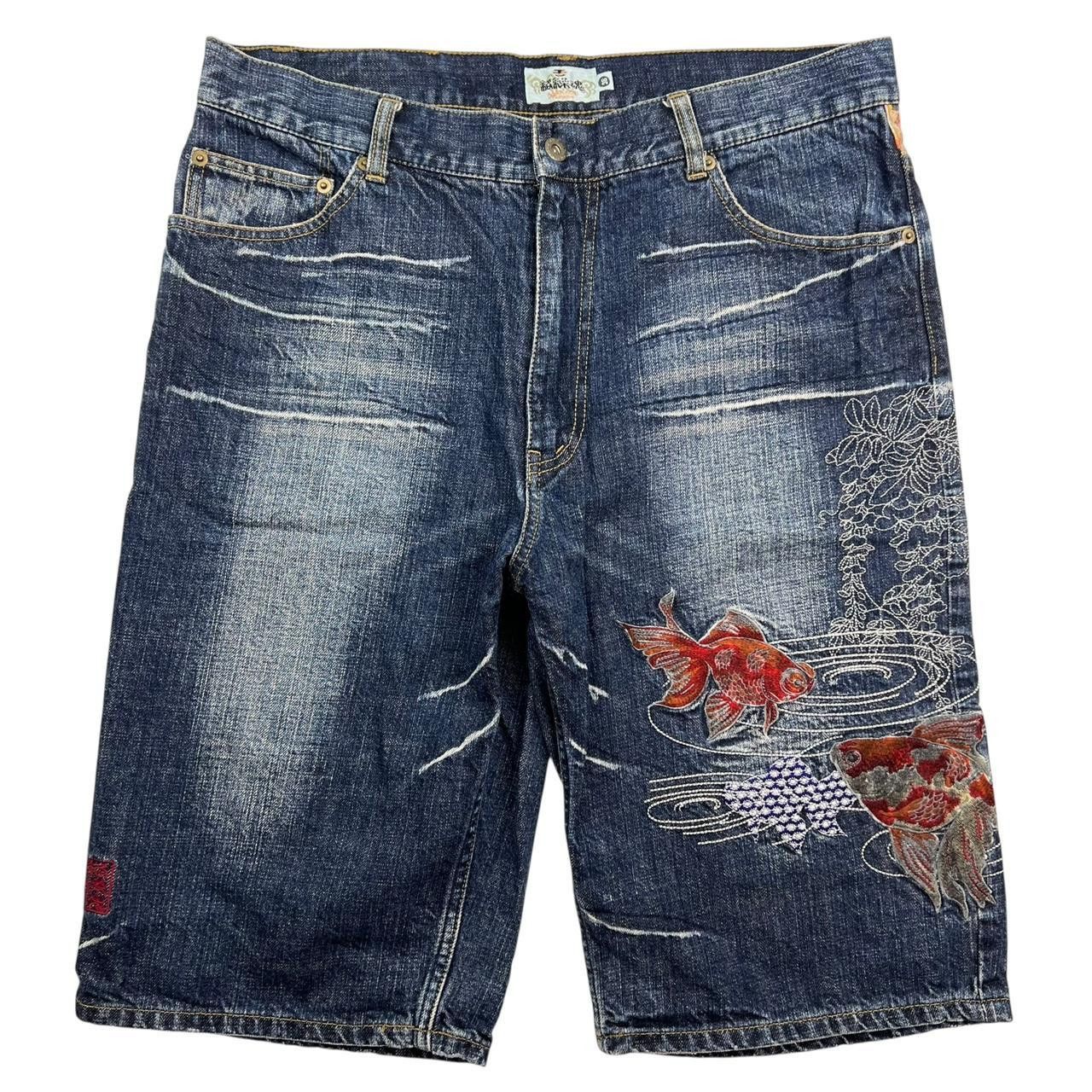 Karakuri Tamashii Karakuri Tamashii Embroidered Koi Japanese Shorts - Waist 36 Size US 36 / EU 52 - 1 Thumbnail