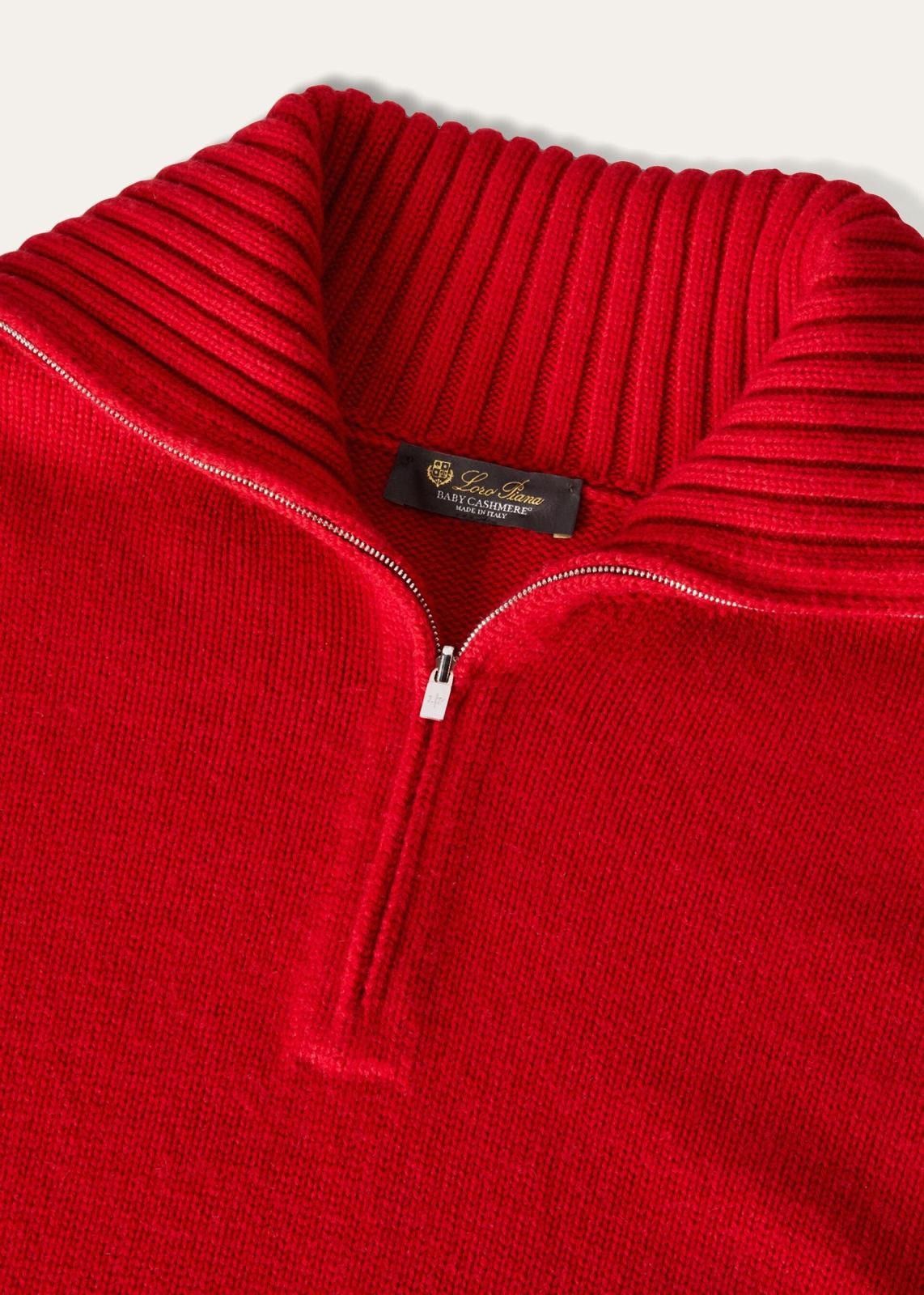 Loro Piana o1srvl11e0824 Parksville 23 Half Zip Sweater in Red Size XL / US 12-14 / IT 48-50 - 3 Thumbnail