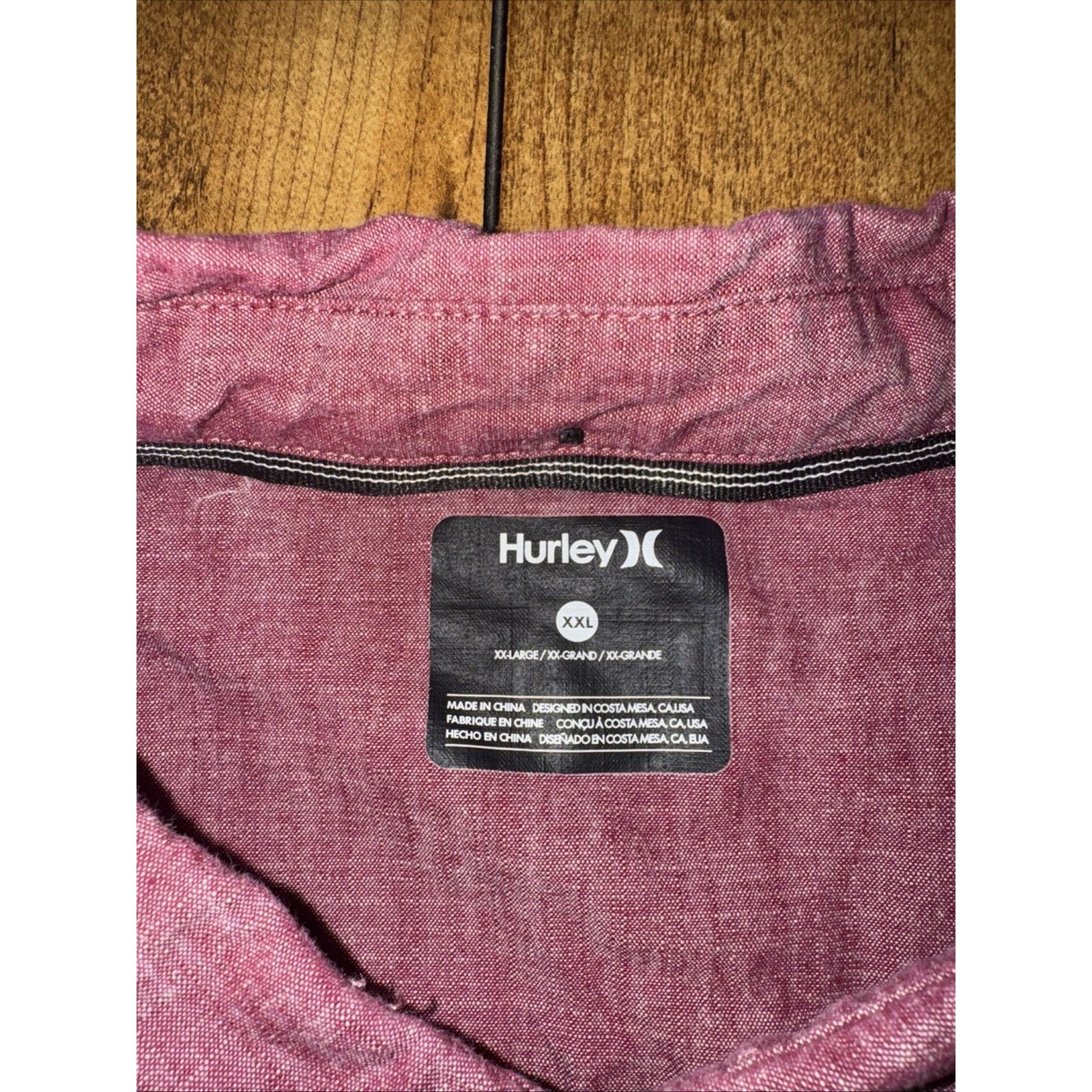 Hurley × Vintage Hurley Short Sleeved Chambray Shirt Red 2XL 24x30 Size US XXL / EU 58 / 5 - 4 Thumbnail