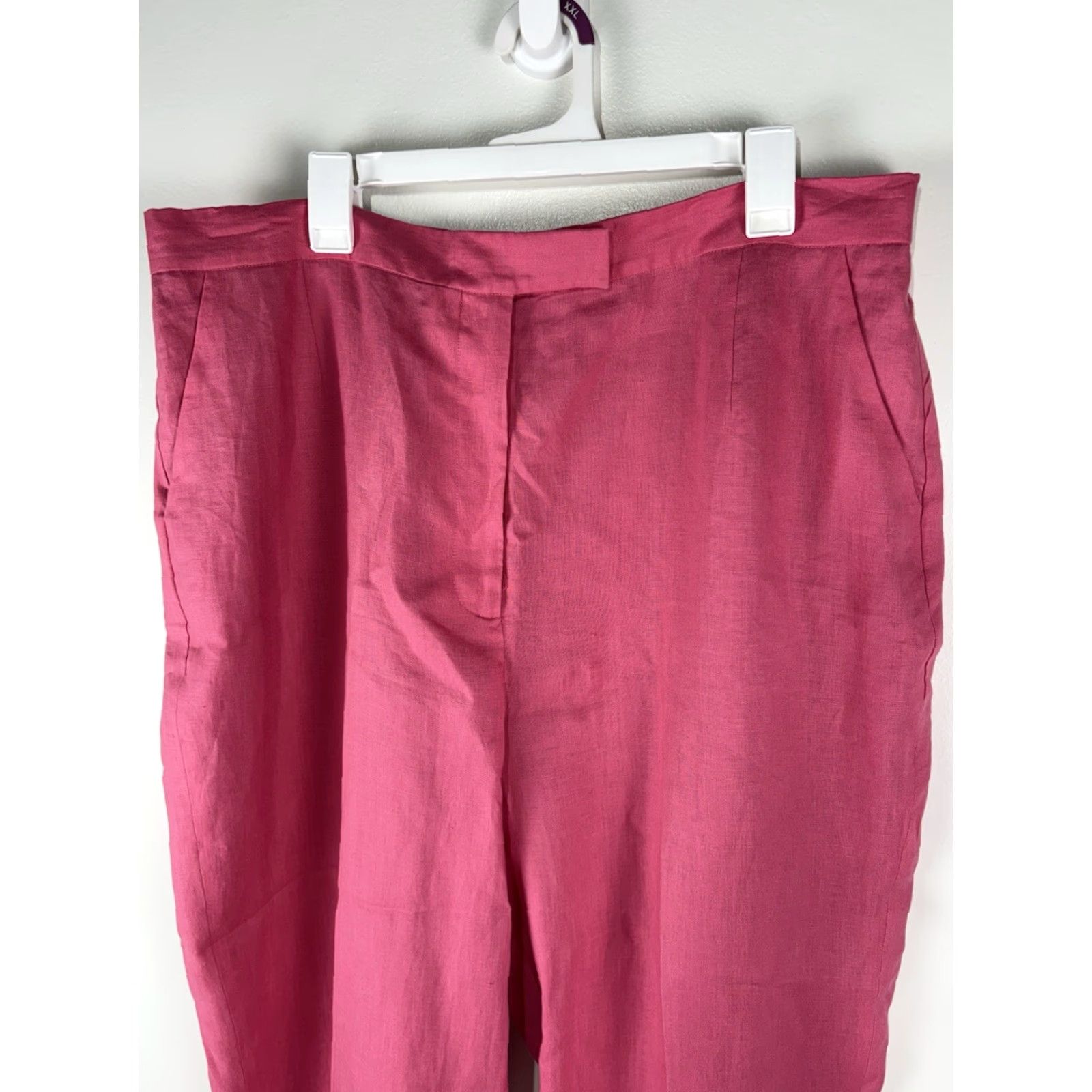 Vintage Parisian Signature Woman Pink Linen Dress Pants Plus Size 22W Wide Leg Classic Fit Womens Size 40" / US 18 - 2 Thumbnail