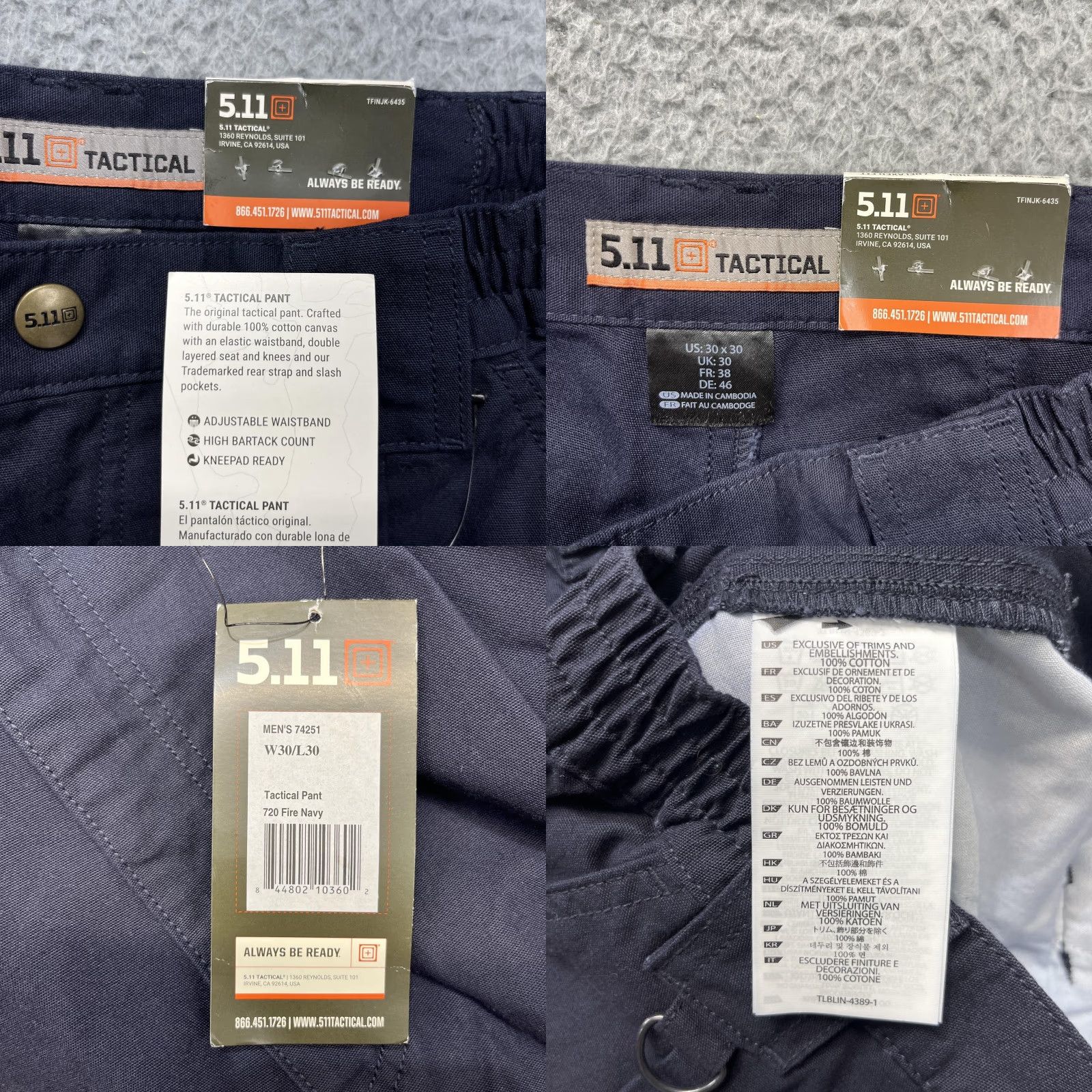 Vintage VINTAGE 5.11 Tactical Pants Mens 30x30 Fire Navy Cargo Cotton Canvas Relaxed 74251 Size US 30 / EU 46 - 9 Thumbnail