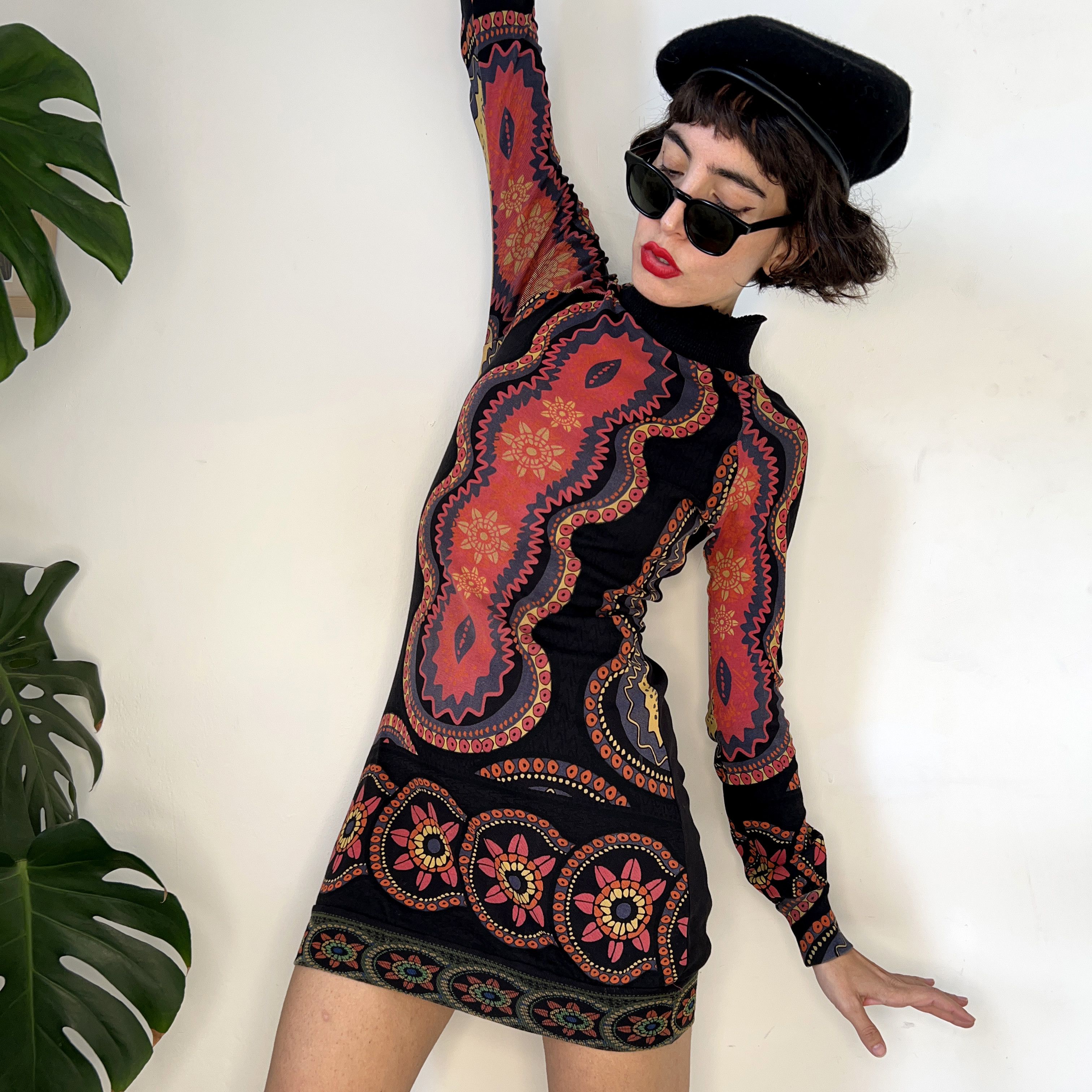 image of Custo Barcelona All Over Print Knit Dress, Women's (Size Medium)