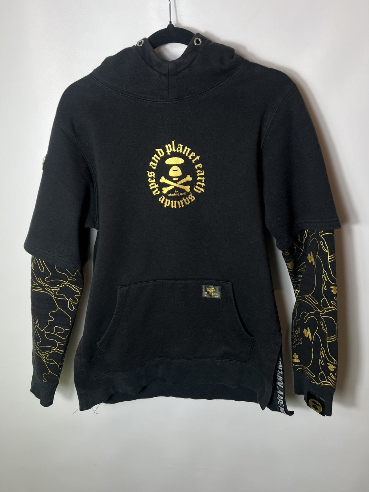 Aape Aape and Planet Earth Gold Outline Double Sleeve Hoodie Size US M / EU 48-50 / 2 - 1 Thumbnail