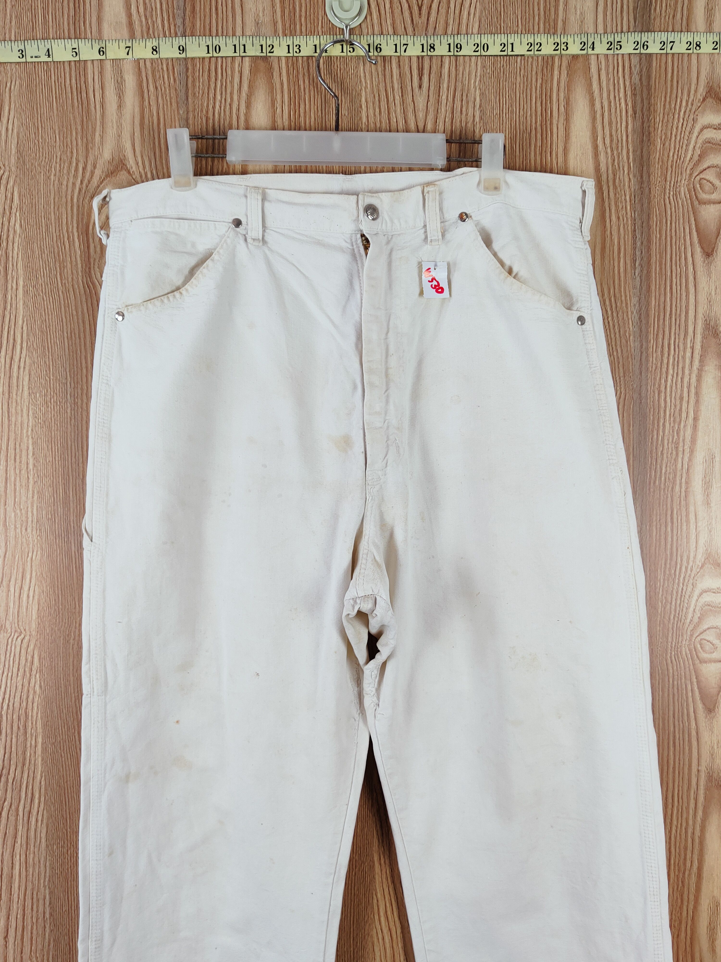Vintage Blue Bell White Distressed Ripped Jeans #W530 Size US 36 / EU 52 - 3 Thumbnail