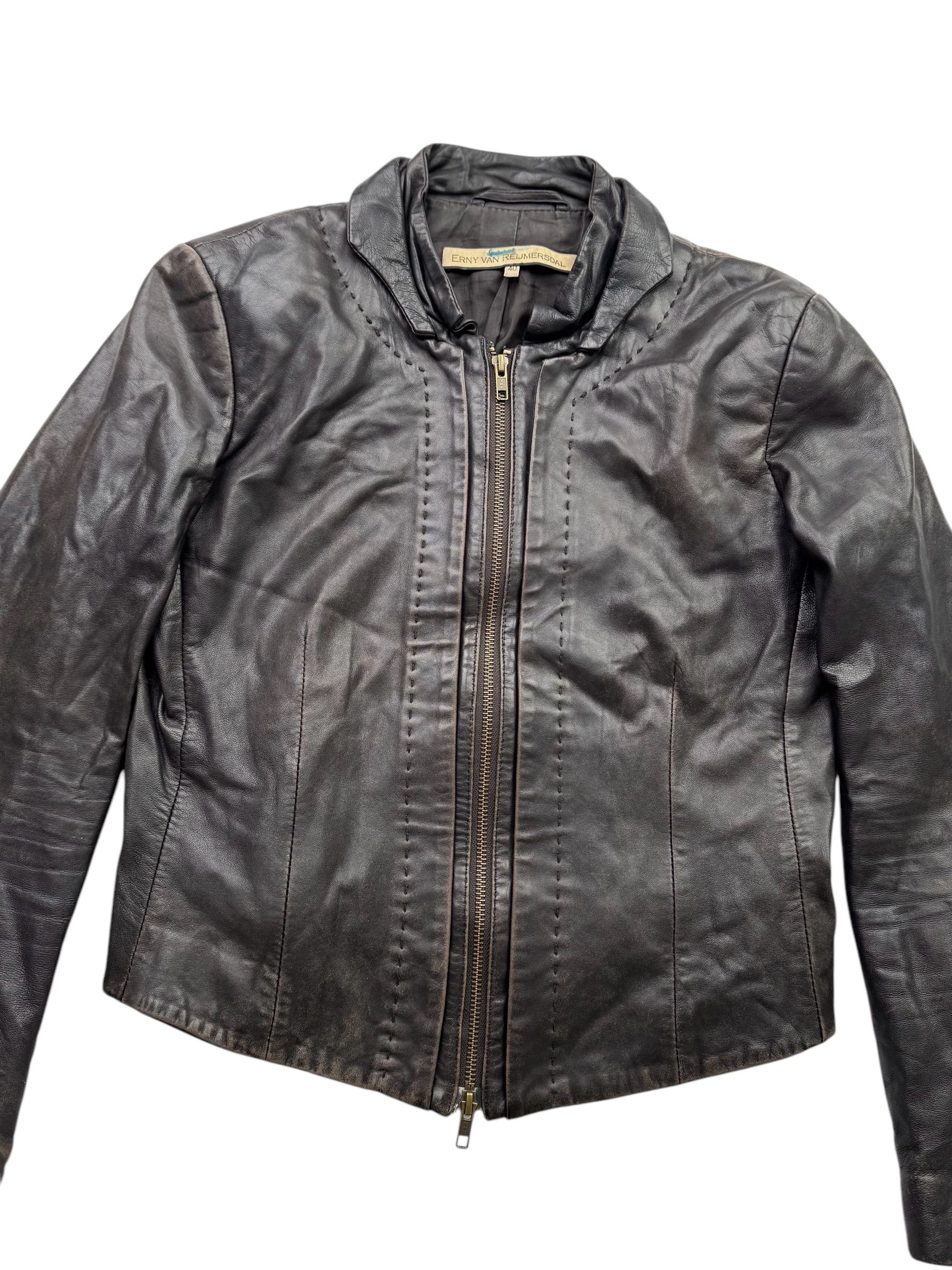 Vintage Washed Time Leather Jacket W23(D10)