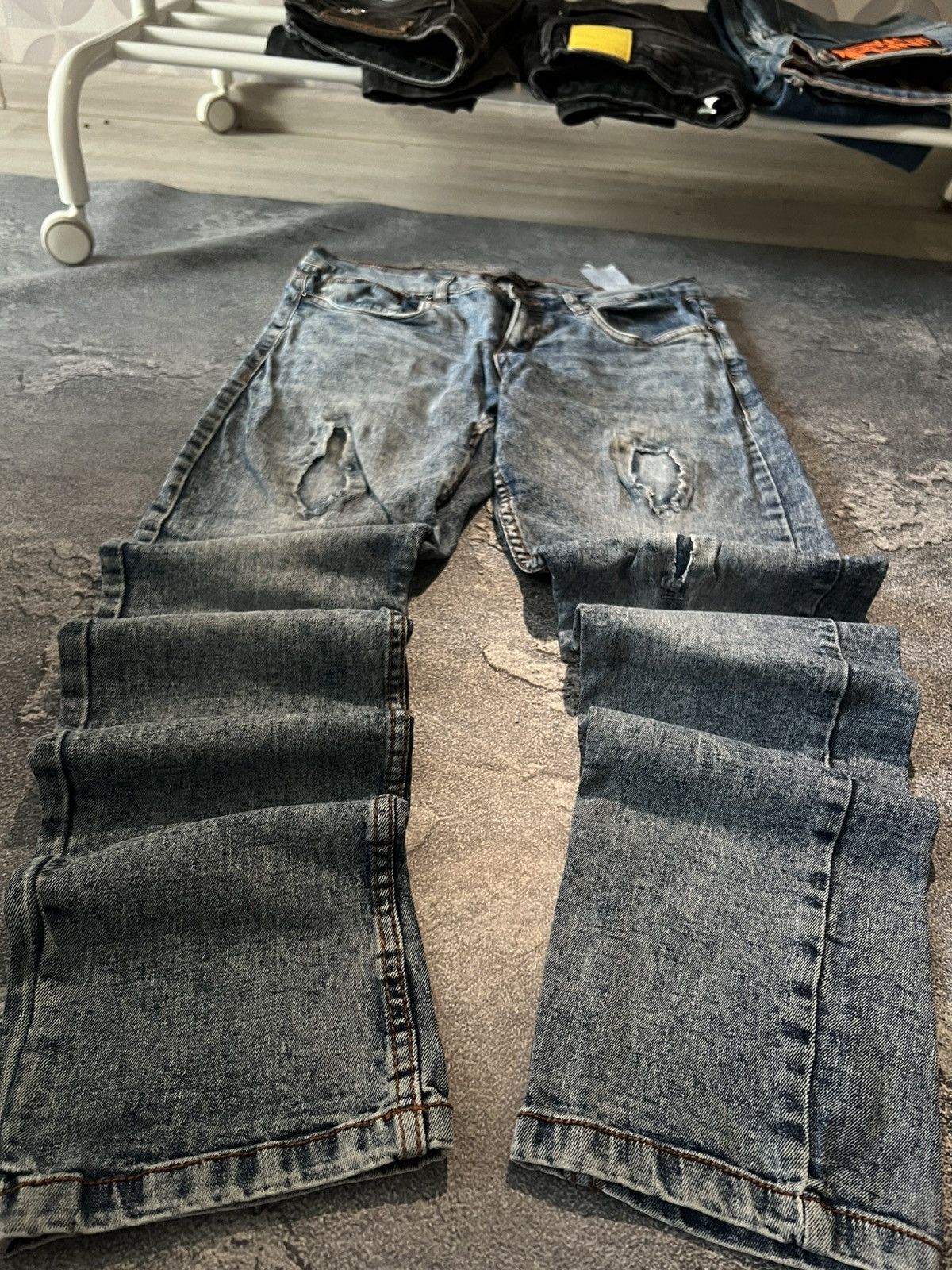 Japanese Brand Destroyed Japanese Washed Blue Vintage Skinny Size US 31 - 2 Thumbnail