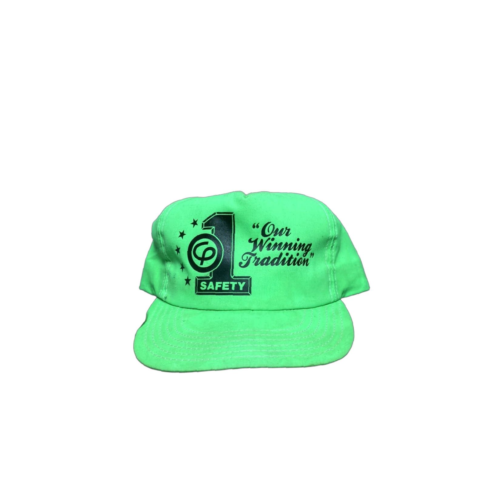 Vintage VINTAGE 90s SnapBack Hat Cap Winning Tradition Safety #1 USA Made Neon Green Mens Adjustable Green USA Snapback Hat Size ONE SIZE - 1 Thumbnail