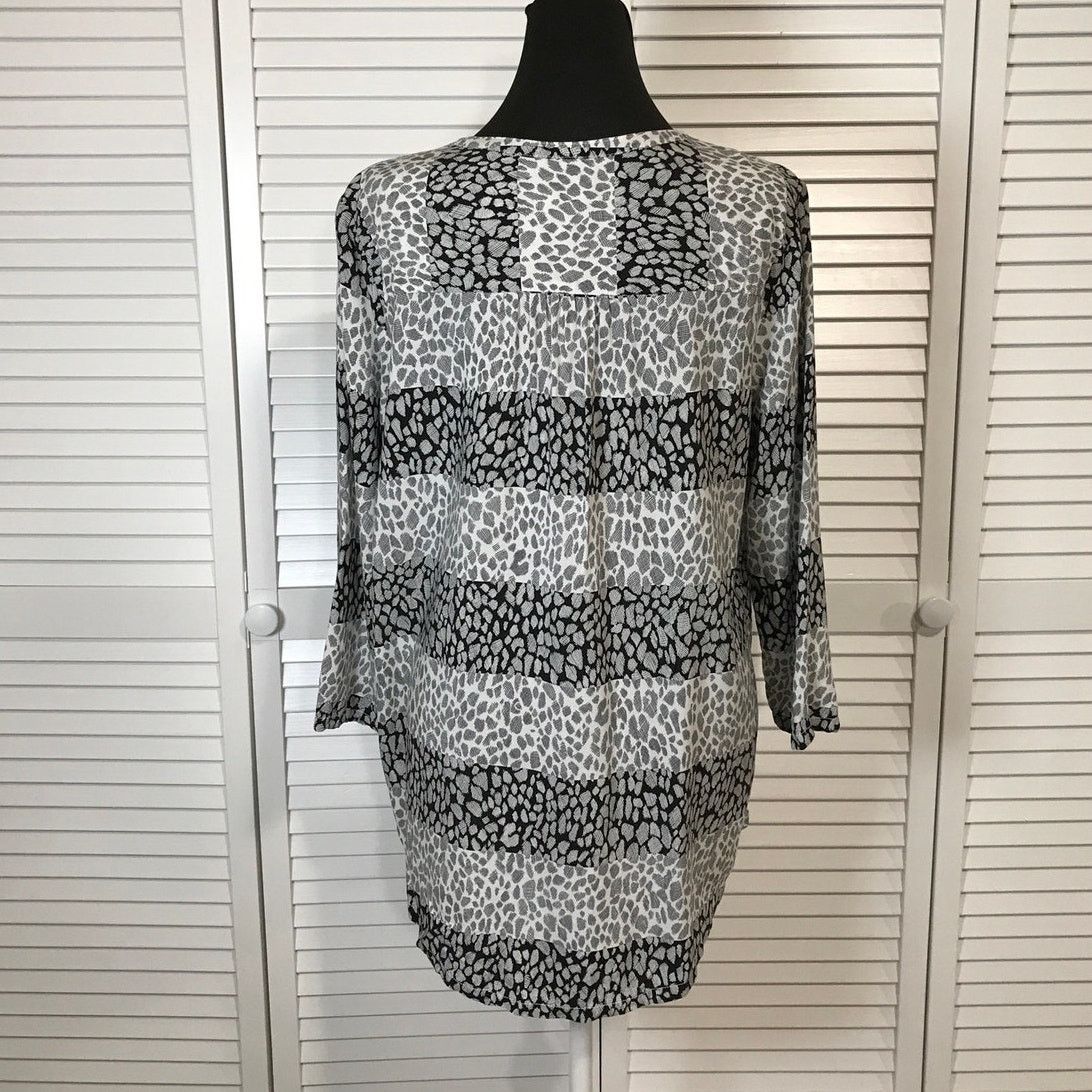 Liz Claiborne Liz Claiborne Studio Gray Striped Leopard Tunic Blouse L Size L / US 10 / IT 46 - 3 Thumbnail