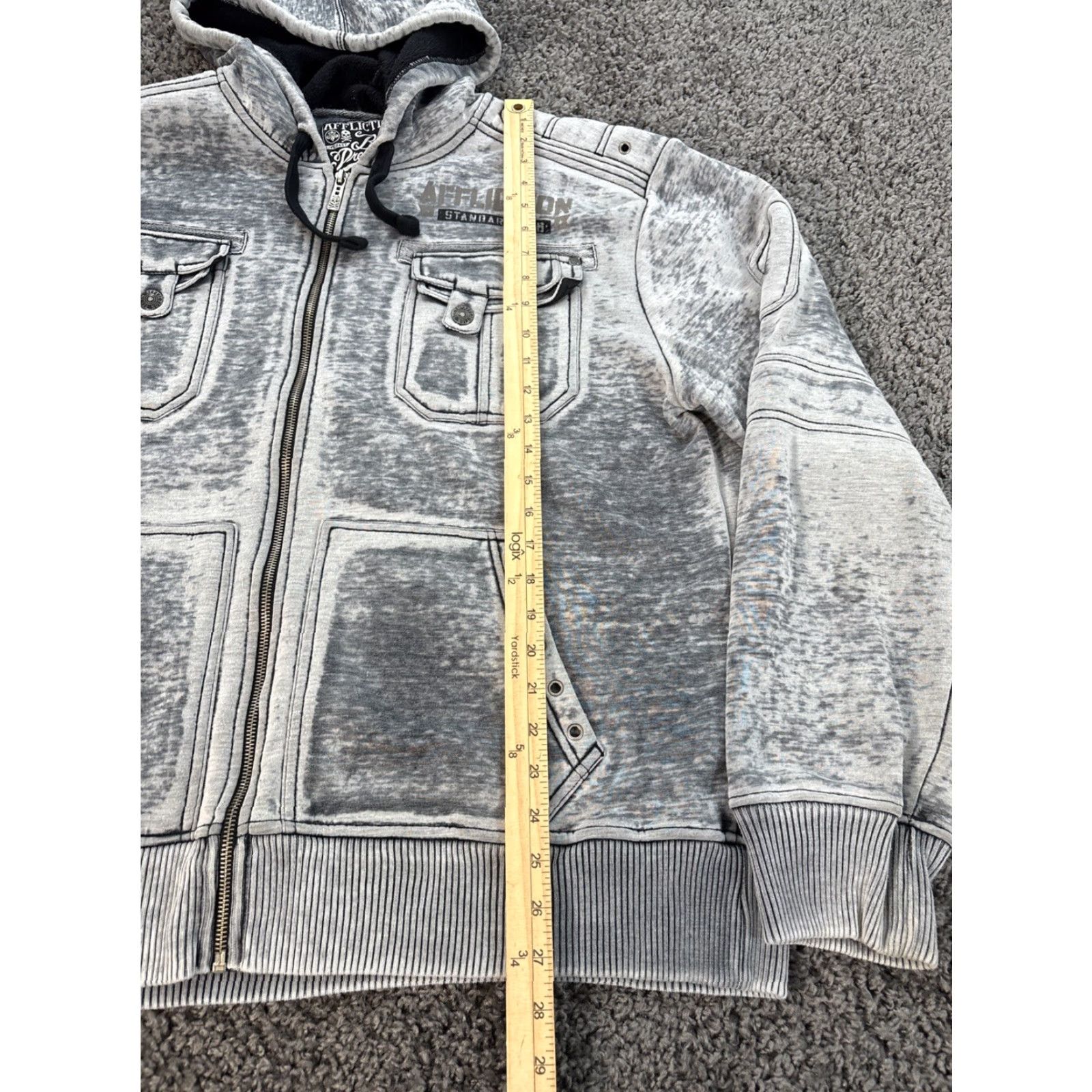 Affliction Affliction Black Premium Zip Up Hoodie Jacket Mens 2XL Gray Grunge Y2K Hoodie Mens 2XL Gray Size US XXL / EU 58 / 5 - 2 Thumbnail