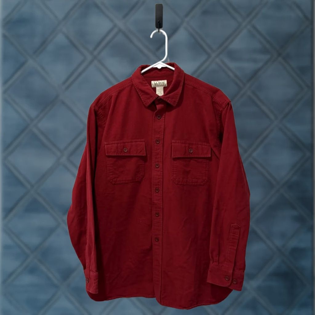 Vintage L.L. Bean Shirt Men's Large Red Heavyweight Cotton Long Sleeve Button Size US L / EU 52-54 / 3 - 1 Thumbnail