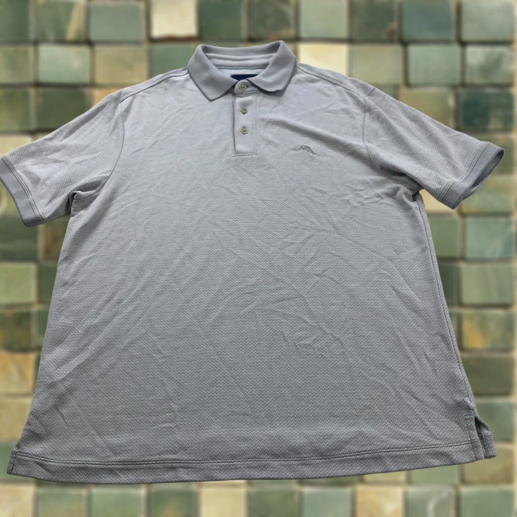 Tommy Bahama Tommy Bahama Polo Shirt M/L Modal Mens Short Sleeve Striped Gray Button Polo Shirt, Regular Fit, Image Size US M / EU 48-50 / 2 - 1 Thumbnail