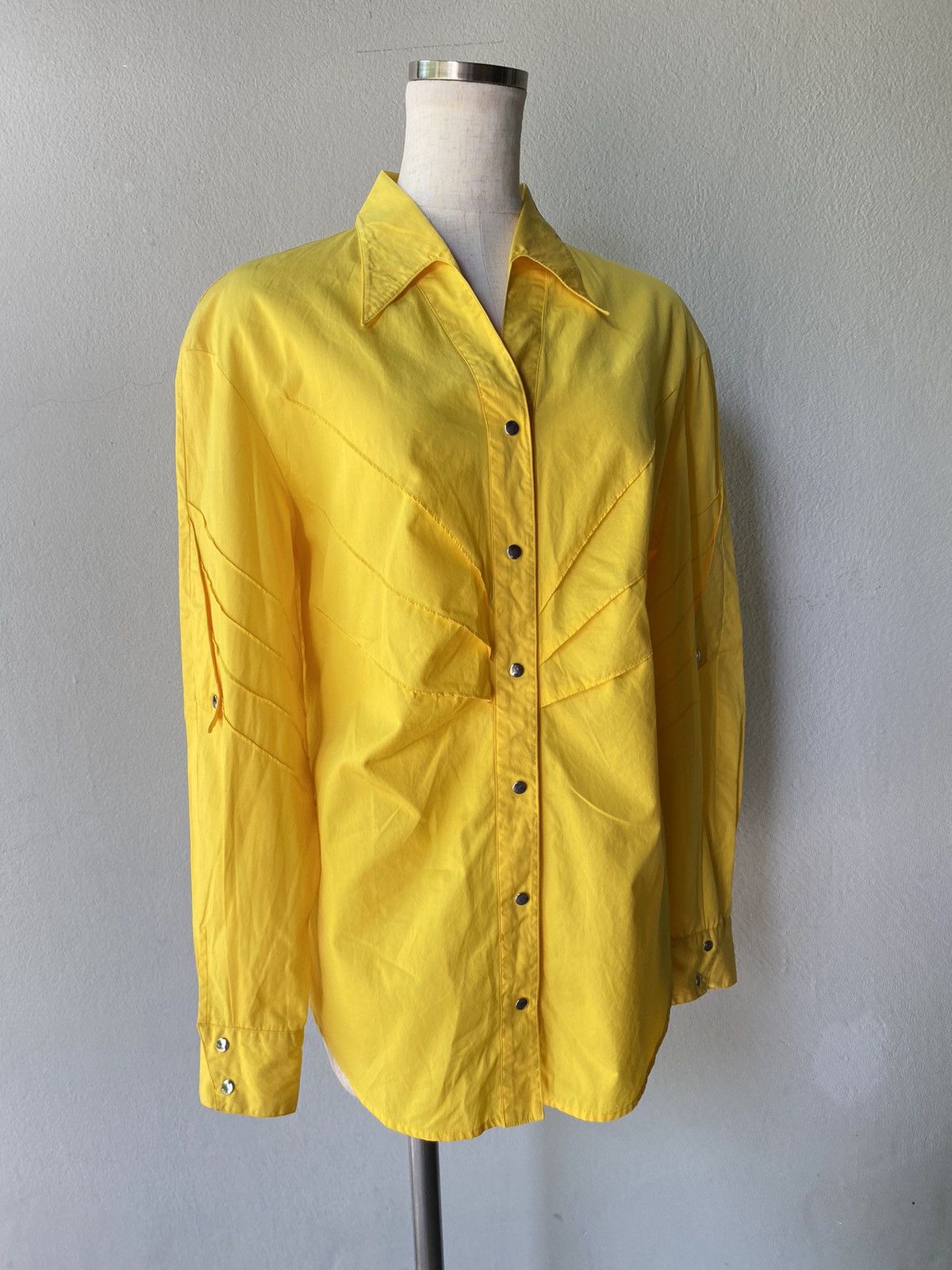 Mugler MUGLER Bright Yellow Long-Sleeve Snap-Button Collar Shirt Size M / US 6-8 / IT 42-44 - 17 Thumbnail