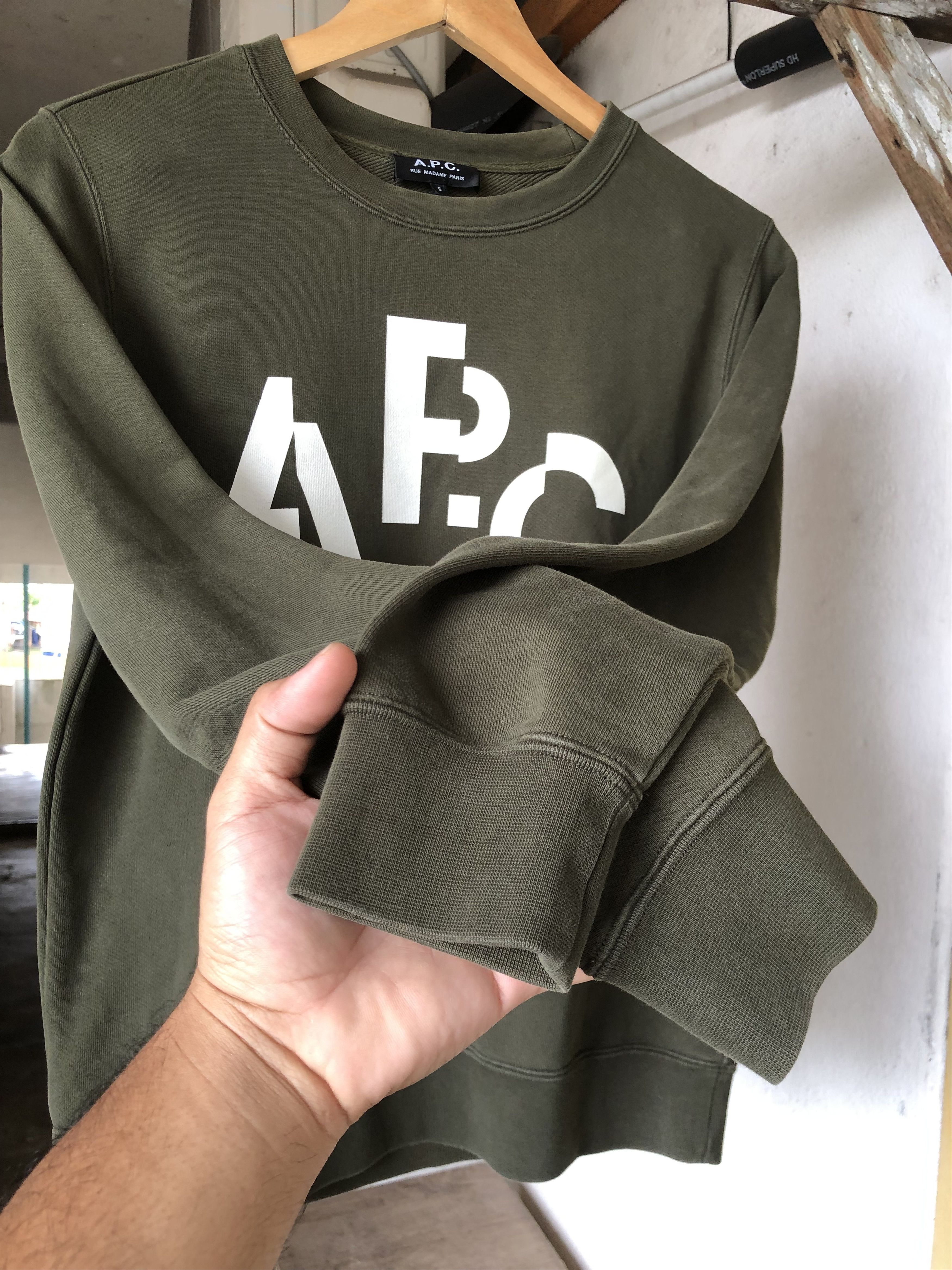 A.P.C. A.P.C. Big Logo Green Army Sweatshirt Size S / US 4 / IT 40 - 11 Thumbnail