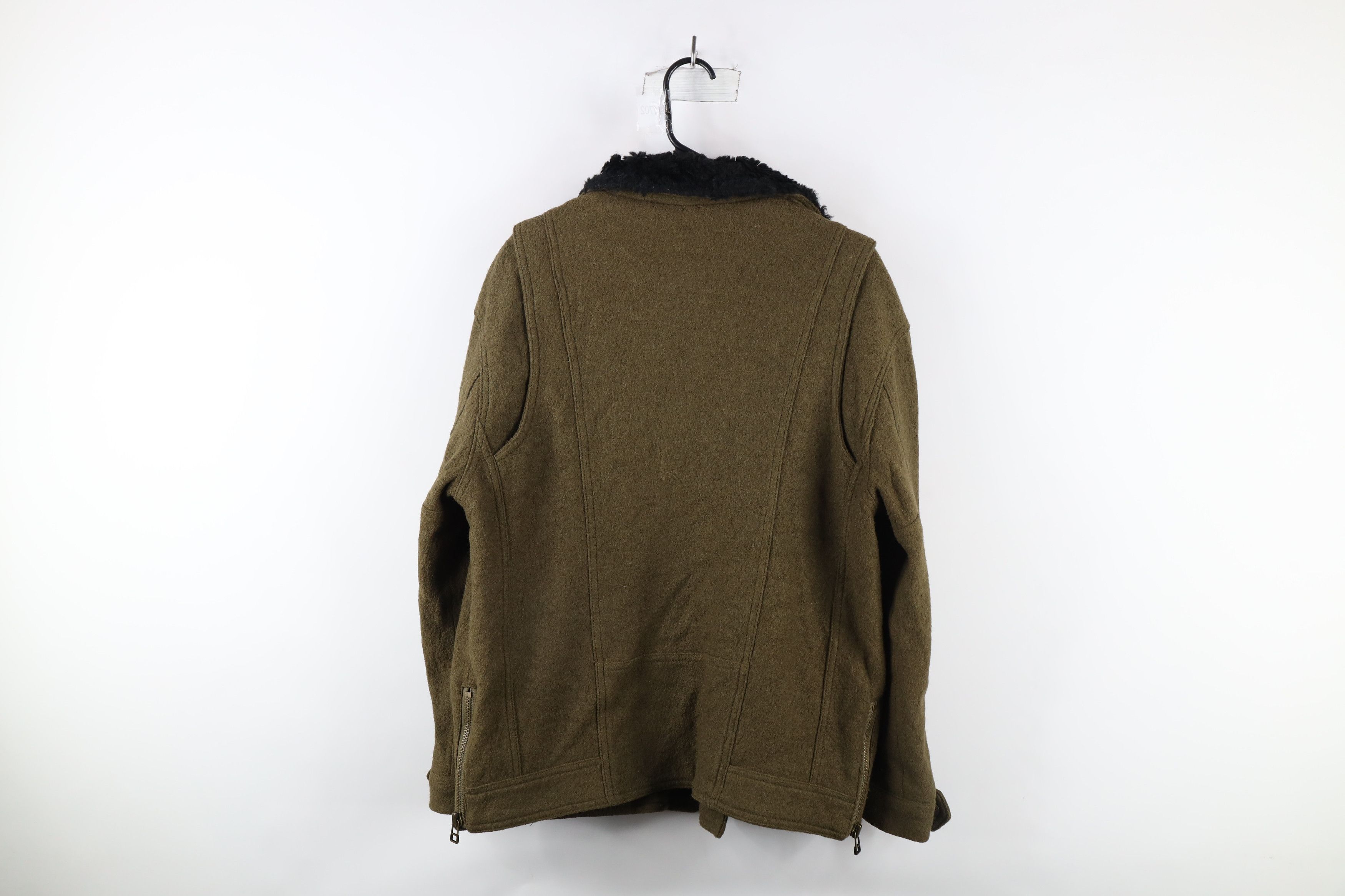 Free People × Vintage Free People Chic Asymmetrical Zip Wool Bomber Jacket Green Size M / US 6-8 / IT 42-44 - 12 Thumbnail