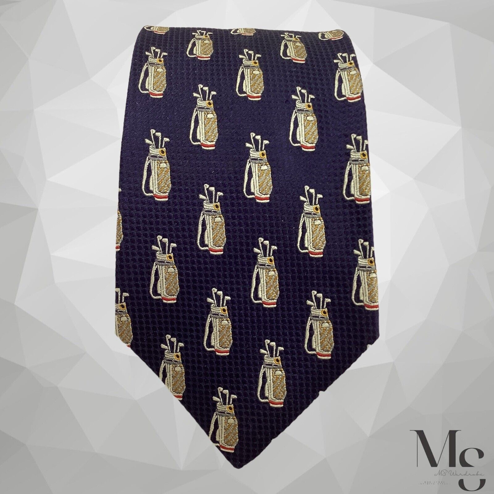 Church's CHURCH’S Blue Golf Bags Print Silk Tie Made In England W:3.7 Size ONE SIZE - 4 Thumbnail