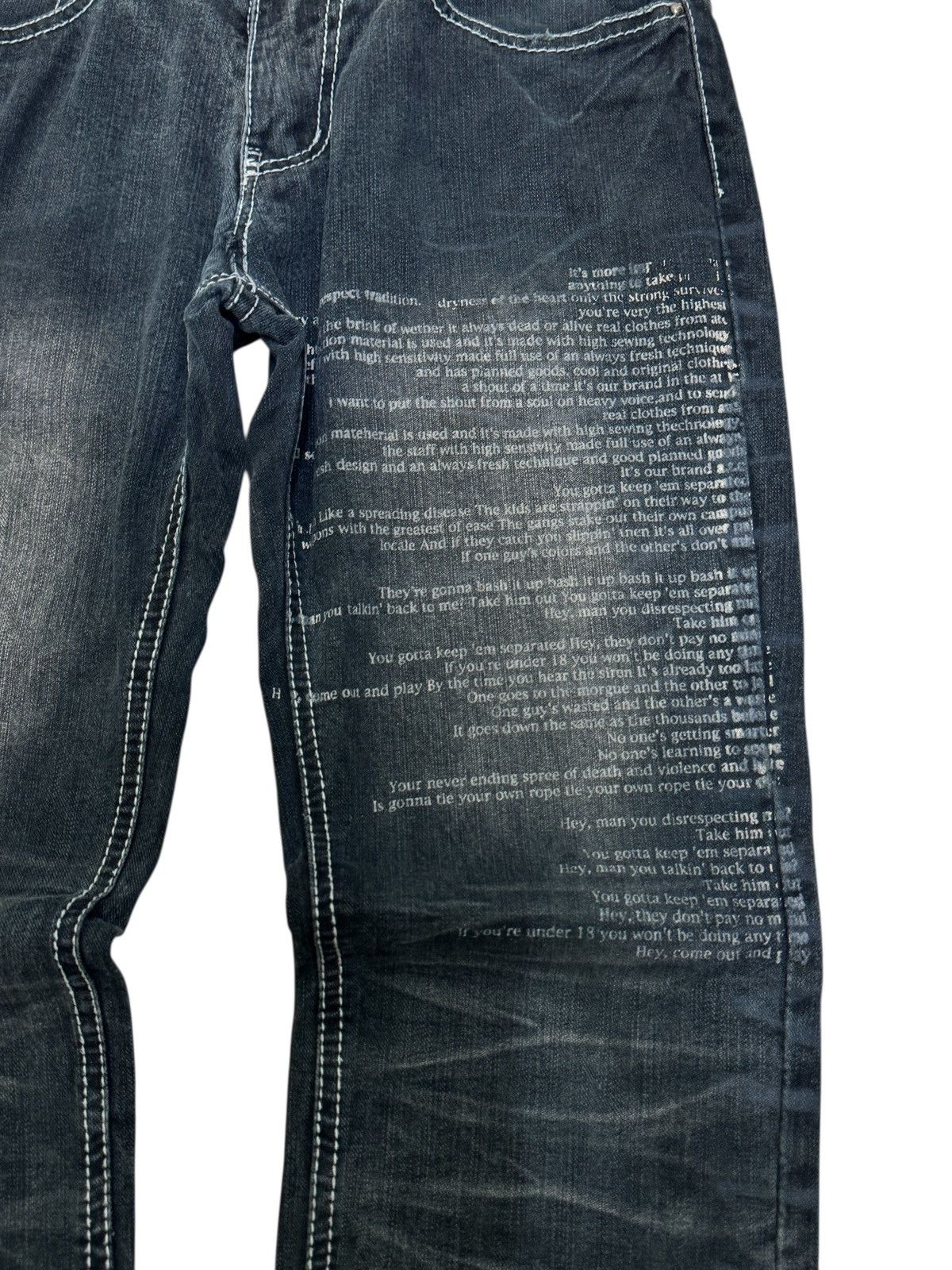 Hysteric Glamour In the Attic Printed Poem Claw Mark Distressed Denim Size US 29 - 6 Thumbnail