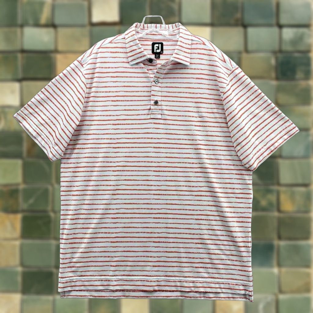 Footjoy Footjoy Polo Shirt Adult Large White Striped Athletic Fit Golf Casual Outdoor FJ Shirt Men's Polo Size US L / EU 52-54 / 3 - 1 Thumbnail