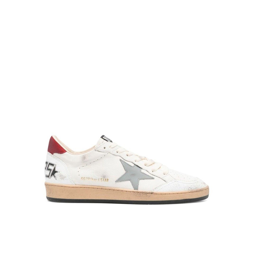 GOLDEN GOOSE Ball Star White/Red Leather Sneakers New (Men's