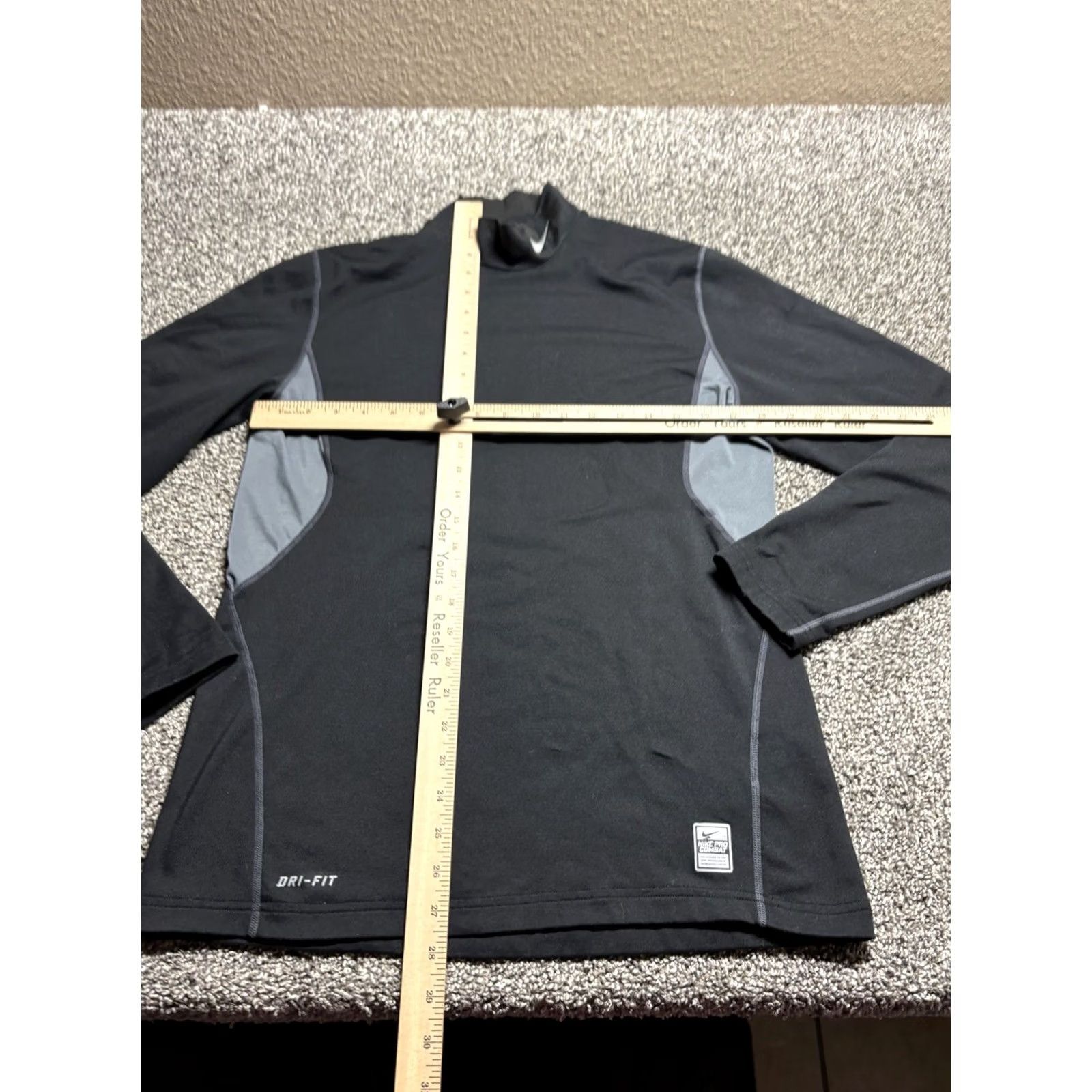 Nike Nike Pro Combat Shirt Mens Black Dri-Fit Fleece Lined Mock Neck Long Sleeve Pullover Activewear Casual Regular Fit Size US M / EU 48-50 / 2 - 4 Thumbnail