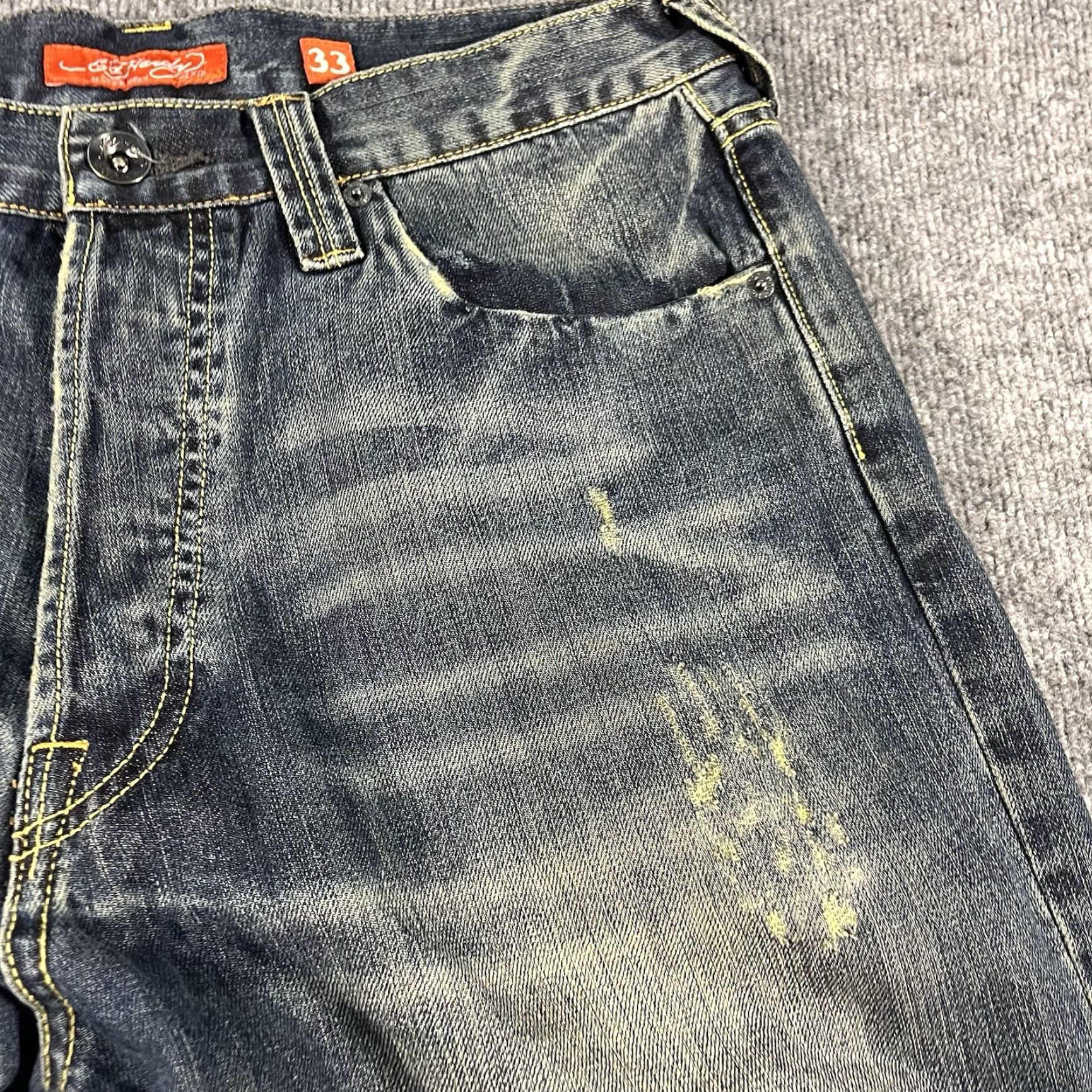 Ed Hardy VINTAGE Ed Hardy Denim Shorts 33 Blue Wide Leg Relaxed Grunge Mens Size US 33 - 6 Thumbnail