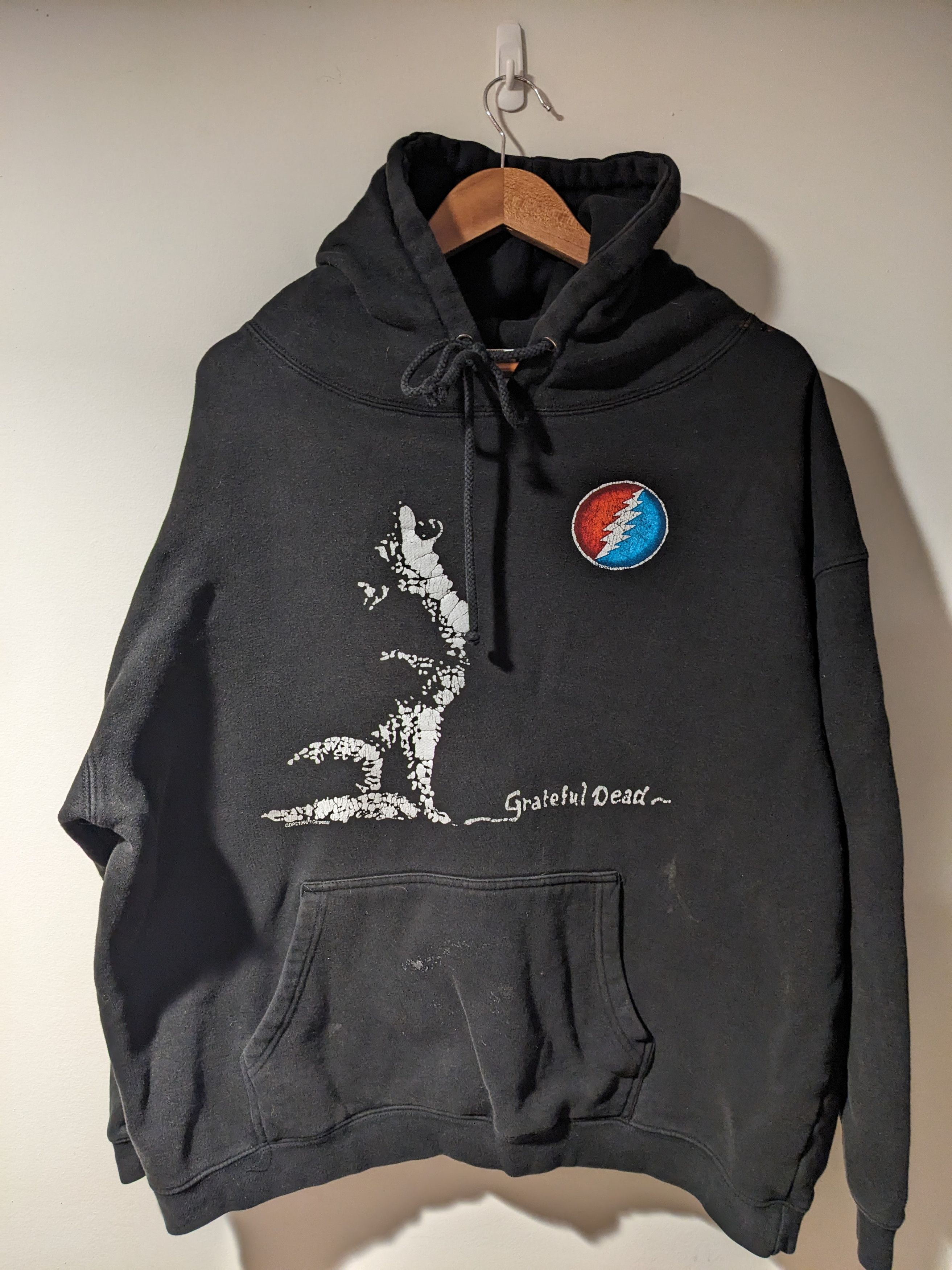 Grateful Dead × Vintage Vintage 1996 Grateful Dead Howling Wolf Animal Hoodie Size US XL / EU 56 / 4 - 1 Thumbnail