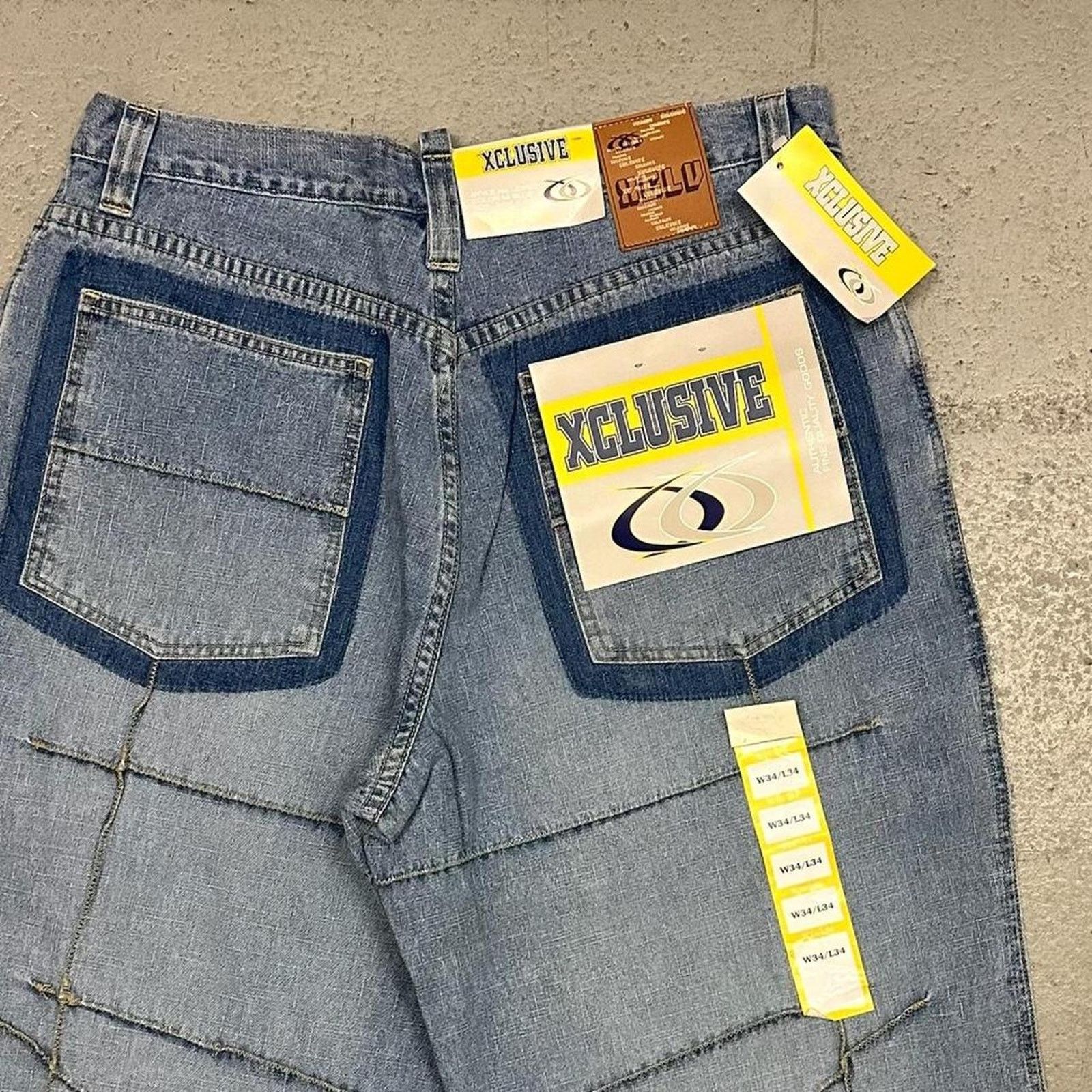 Vintage Vintage baggy y2k xclusive light blue unique embroidered Size US 34 / EU 50 - 3 Thumbnail