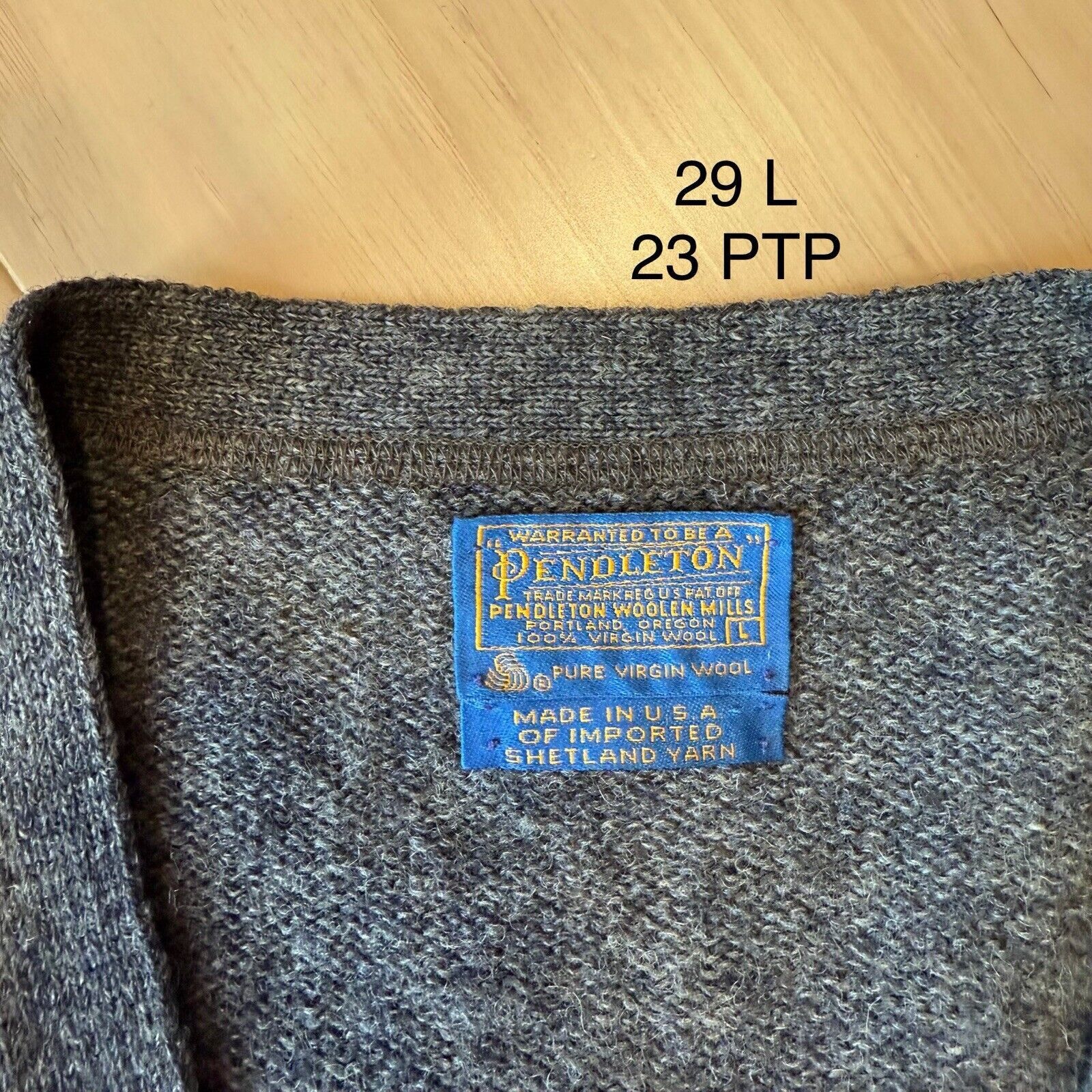 Pendleton × Vintage Vintage Pendleton Cardigan Large Gray 80s Wool Sweater Size US L / EU 52-54 / 3 - 6 Thumbnail