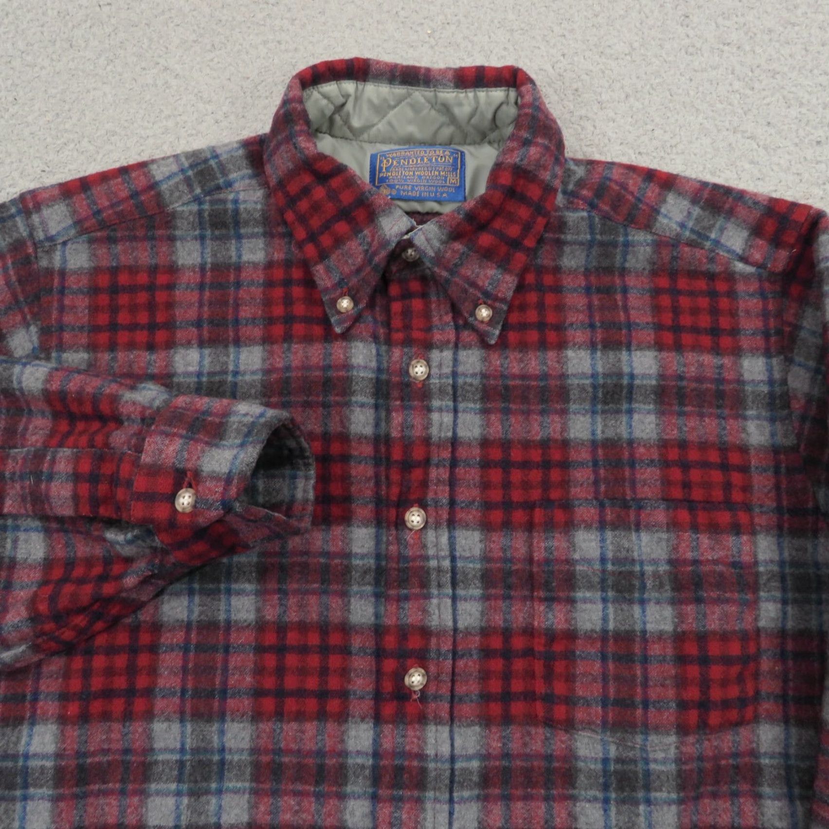 Pendleton VINTAGE Pendleton Shirt Men M Red Grey Shadow Plaid Virgin Wool 80s Made in USA Shirt Mens Vintage Pendleton Wool Shirt Red Grey Plaid 80s USA Size US M / EU 48-50 / 2 - 4 Thumbnail