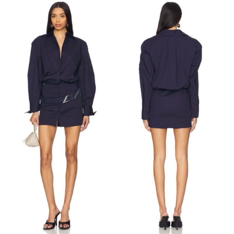 The Attico THE ATTICO | NWT Long Sleeve Shirt Dress in Navy Blue IT 38 Size XS / US 0-2 / IT 36-38 - 1 Thumbnail