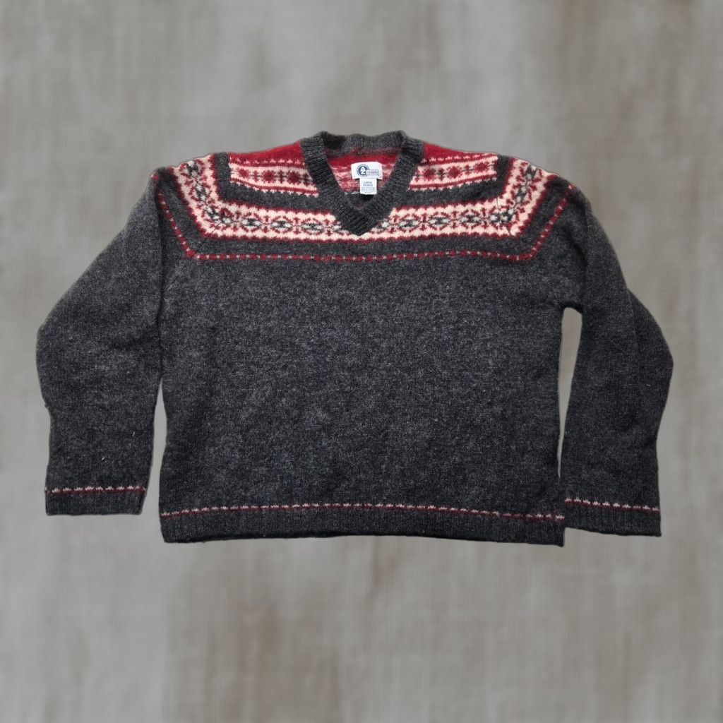 Arizona Jean Company 100% Wool Gray Pullover Women's Large Sweater