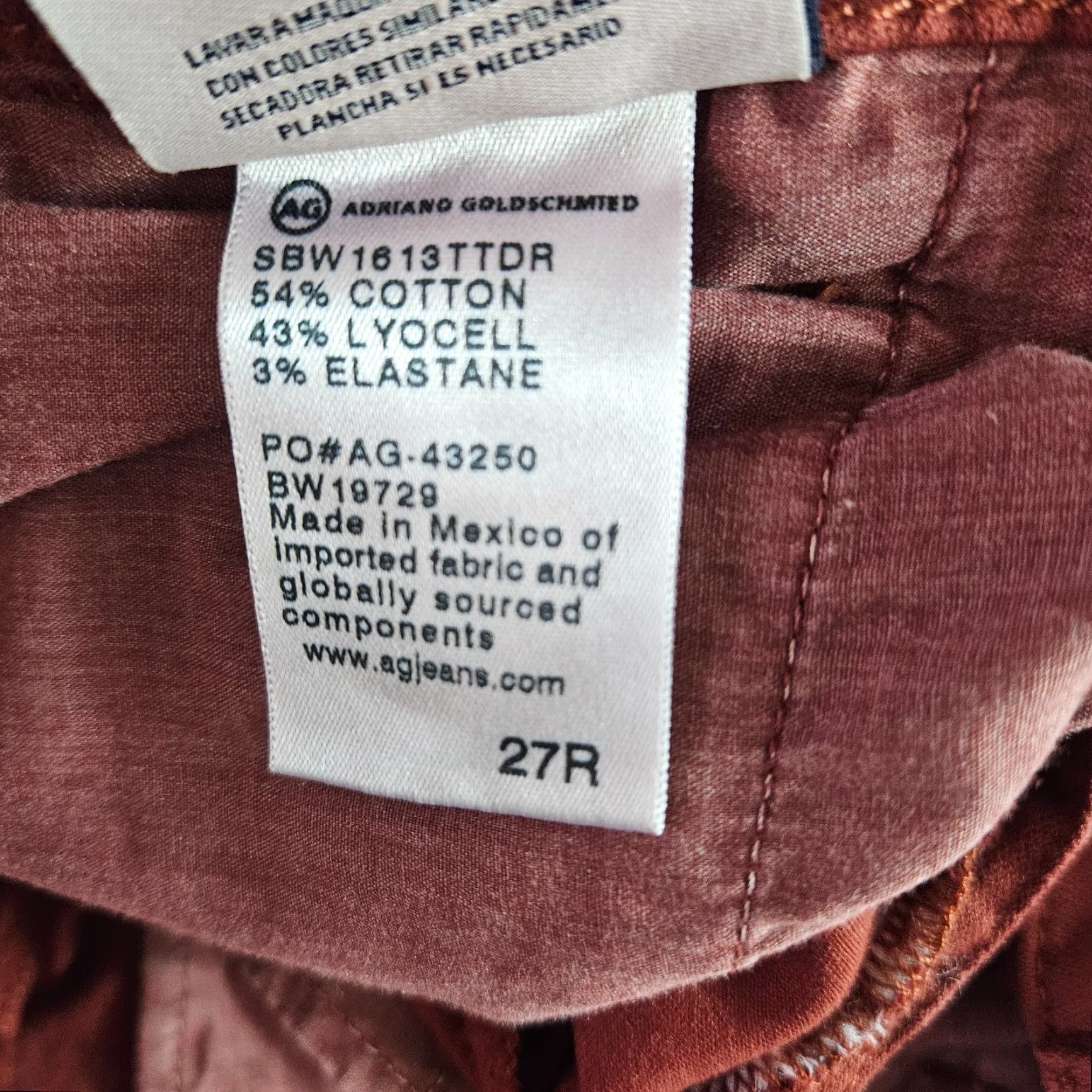 Rusty AG Adriano Goldschmied Caden Tailored Trouser Womens 27 Rust Red Mid Rise Pants Cropped Inseam 26.5"} Size 27" / US 4 / IT 40 - 6 Thumbnail