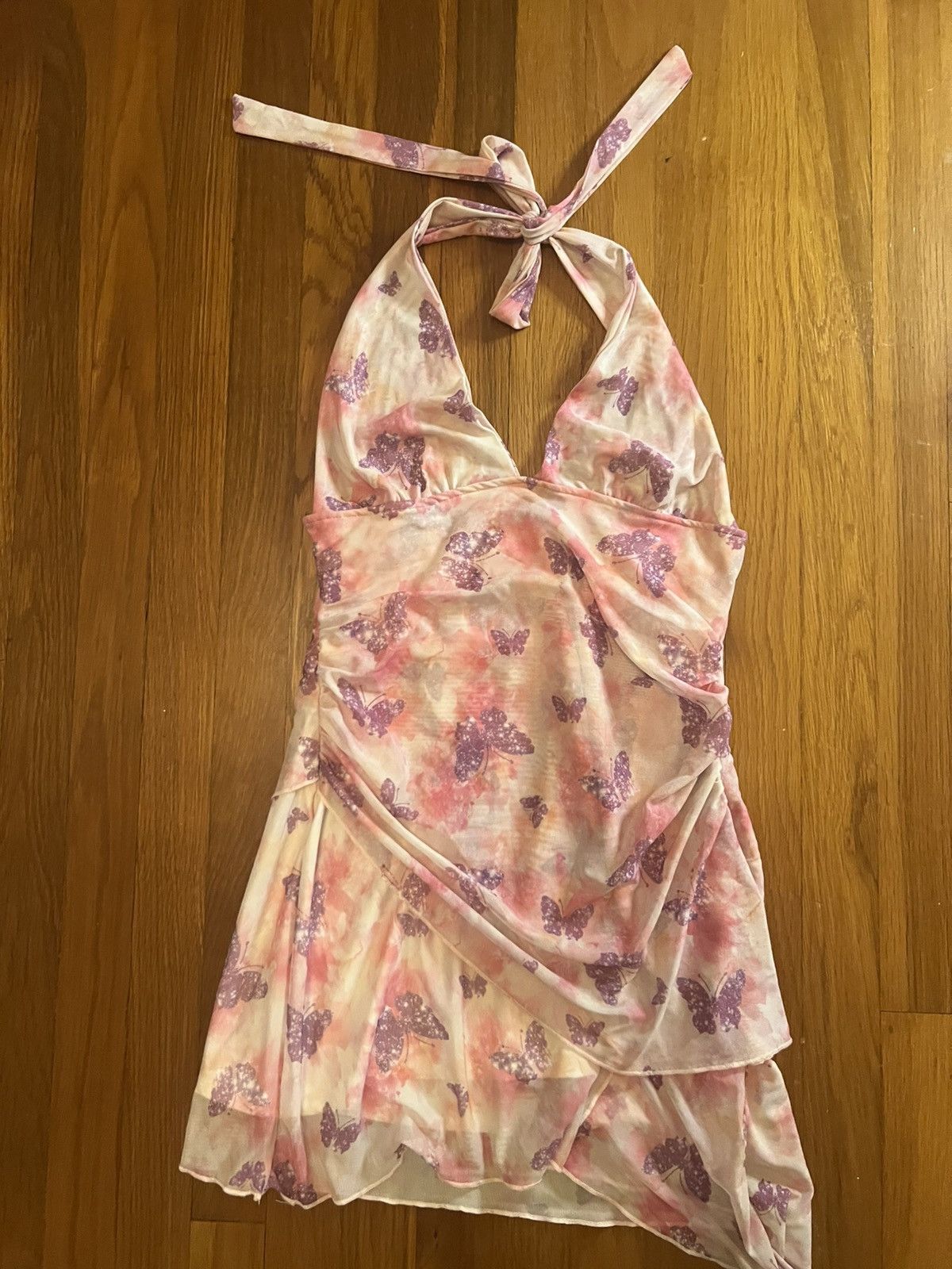Other Y2k Pink & Purple Butterfly Mini Dress Size M / US 6-8 / IT 42-44 - 3 Thumbnail